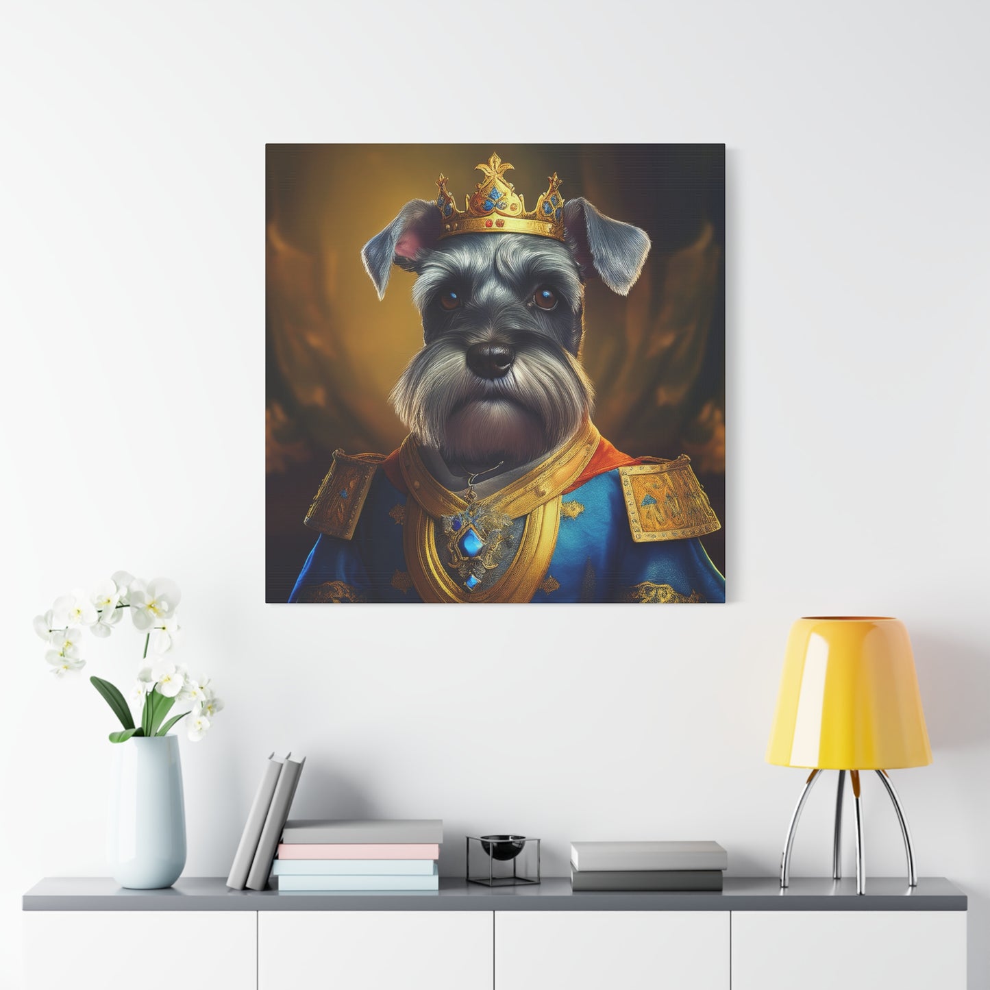 Miniature Schnauzer Renaissance Pet Portrait on Canvas | wall art | wall print | dog art