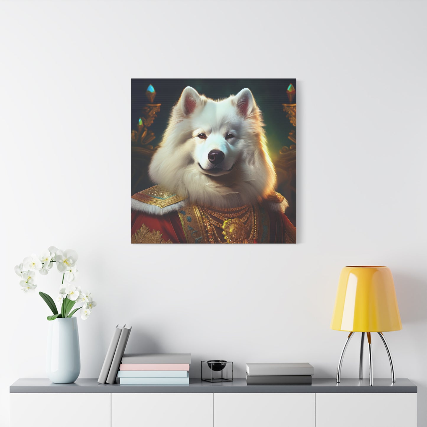 Samoyed Renaissance Pet Portrait on Canvas, wall art, wall print, dog portrait, dog art