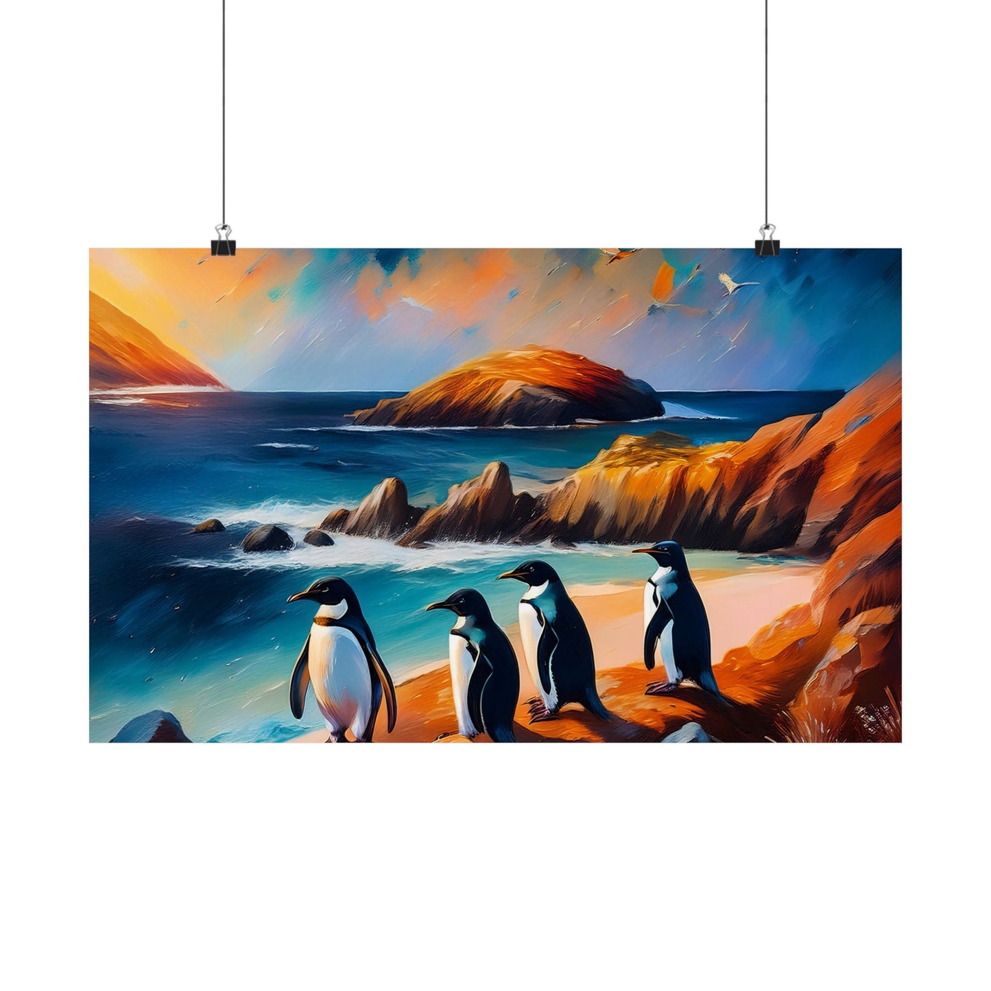 Phillip Island Little Penguins Australia Wall Art | Vibrant Wall Print | Unique Painting Print | Style 2 | Wall Art | Wall Print