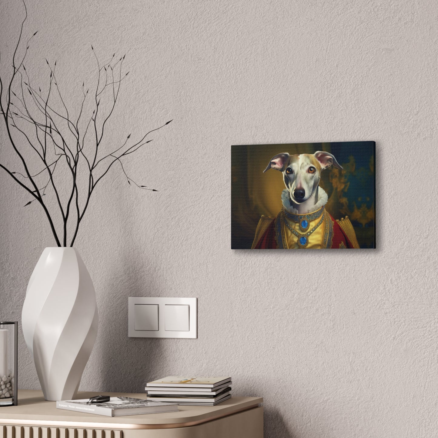 Whippet Pet Portrait Renaissance Print - Canvas, wall art, wall print, dog portrait, dog art