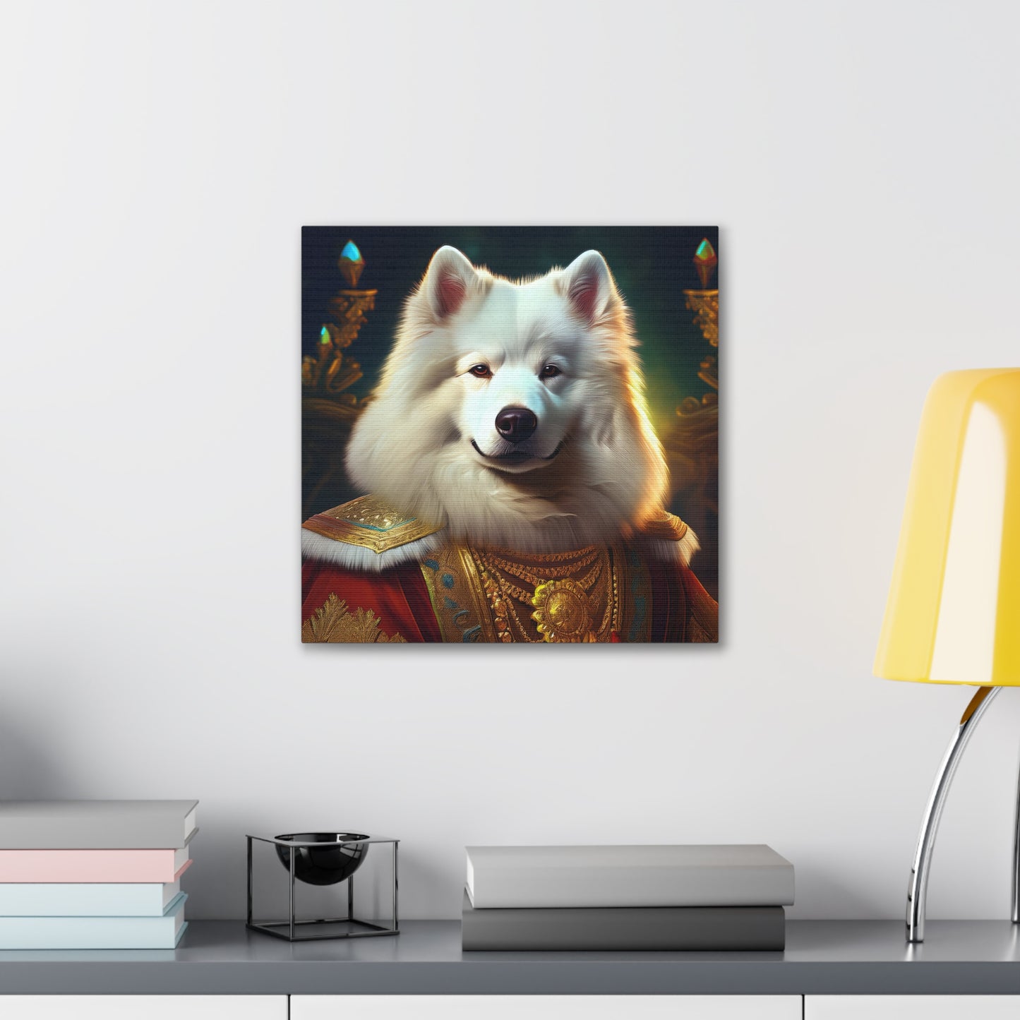 Regal Samoyed Canvas Art, Pet Wall Decor, Dog Portrait, Unique Home Decor, Animal Lover Gift, Noble Canine Wall Art