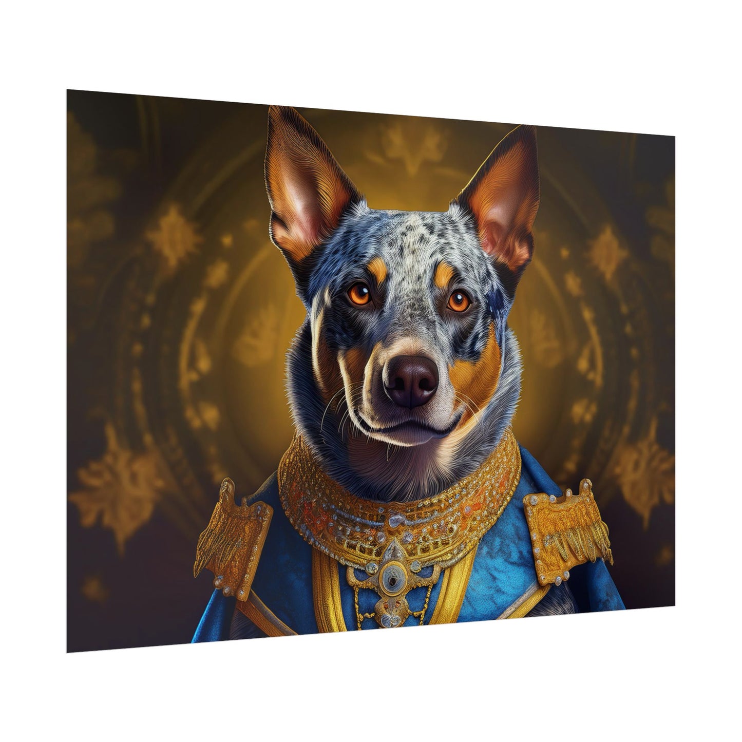 Australian Cattle Dog Renaissance Dog Portrait Wall Art | Art Print | Wall Decor Gift, Animal Lover Home Decor, Dog Wall Art