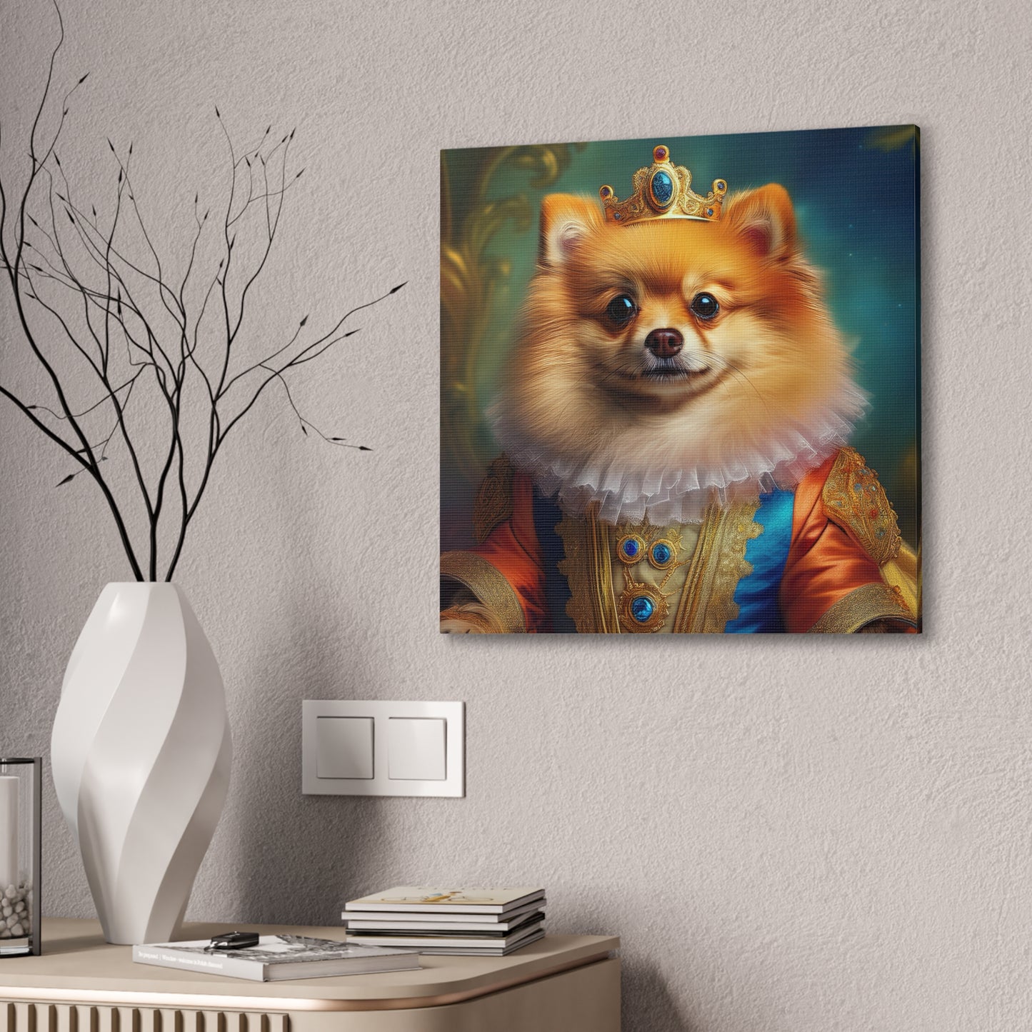 Pomeranian Renaissance Pet Portrait Canvas Print