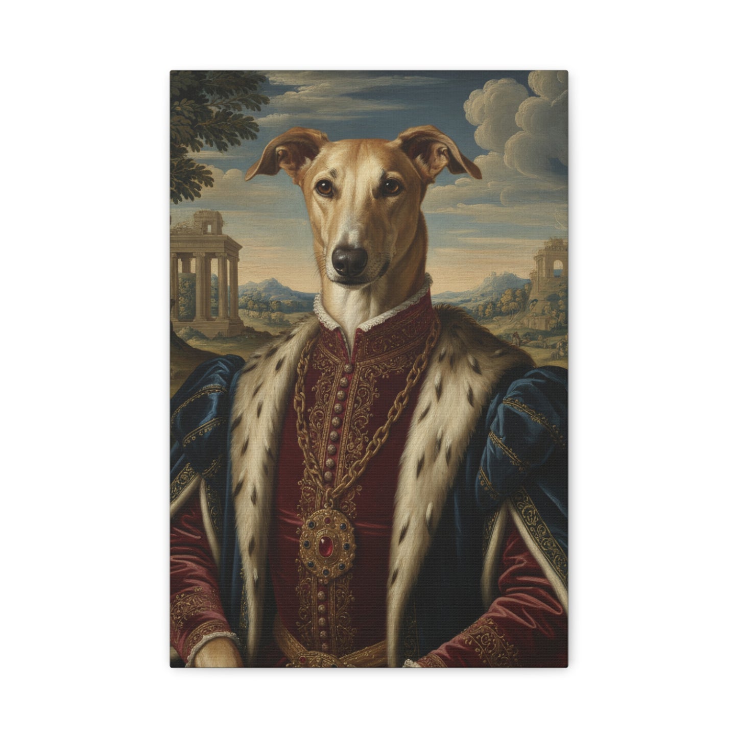 Azawakh Renaissance Portrait Canvas, Pet Lovers Decor, Animal Art Print, Dog Owner Gift, Custom Pet Artwork, Home Wall Art