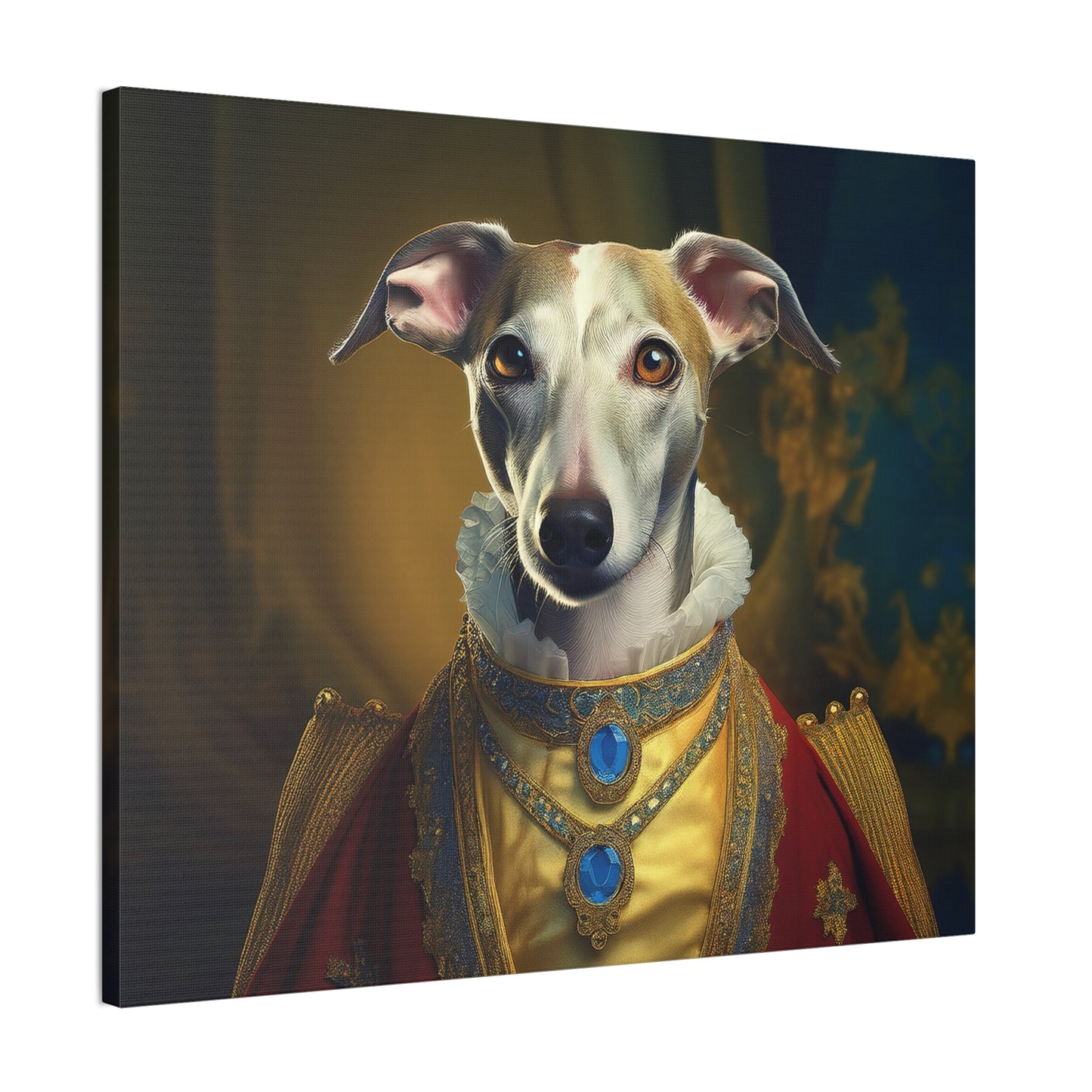 Whippet Pet Portrait Renaissance Print - Canvas, wall art, wall print, dog portrait, dog art