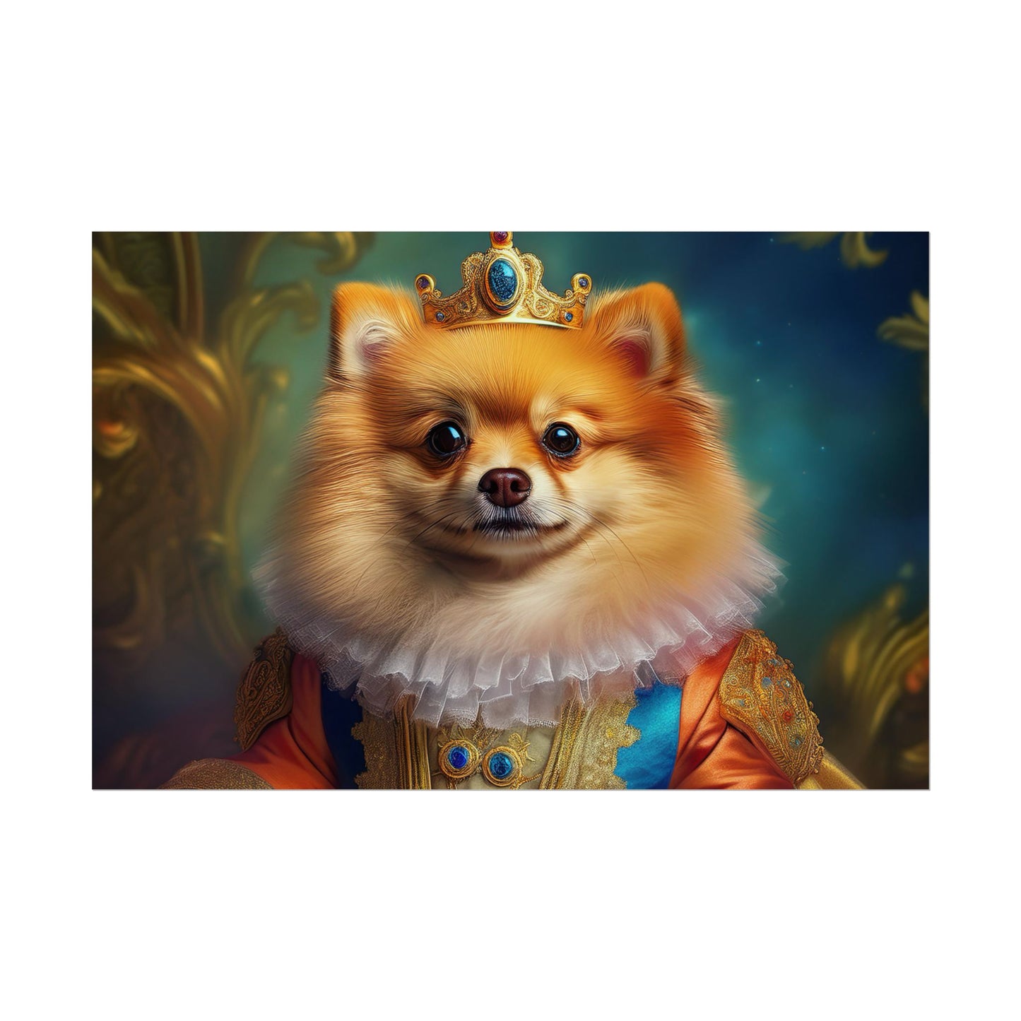 Pomeranian Renaissance Dog Portrait Art Print, Wall Decor Gift, Animal Lover Home Decor, Dog Wall Art