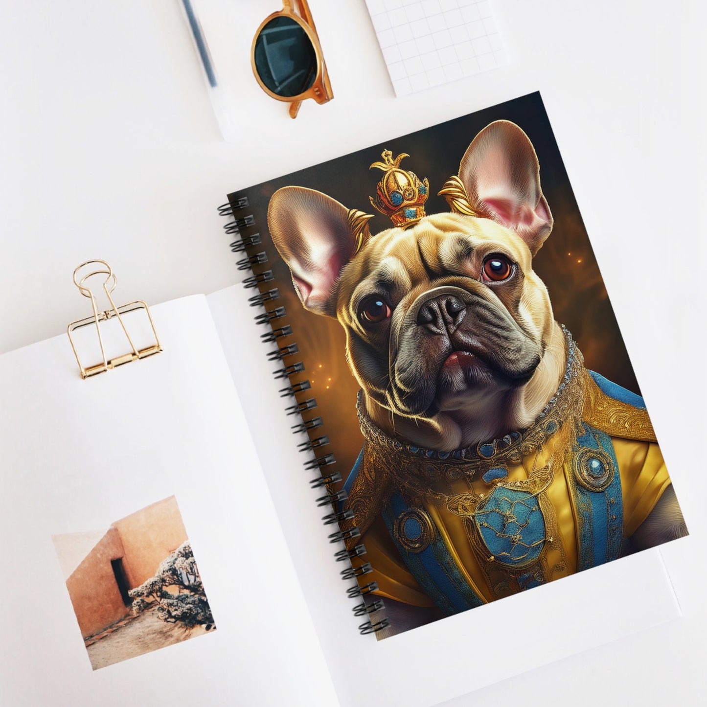 French Bulldog Renaissance Pet Portrait Spiral Notebook, Writing Journal, Note-Taking, Unique Dog Lover Gift