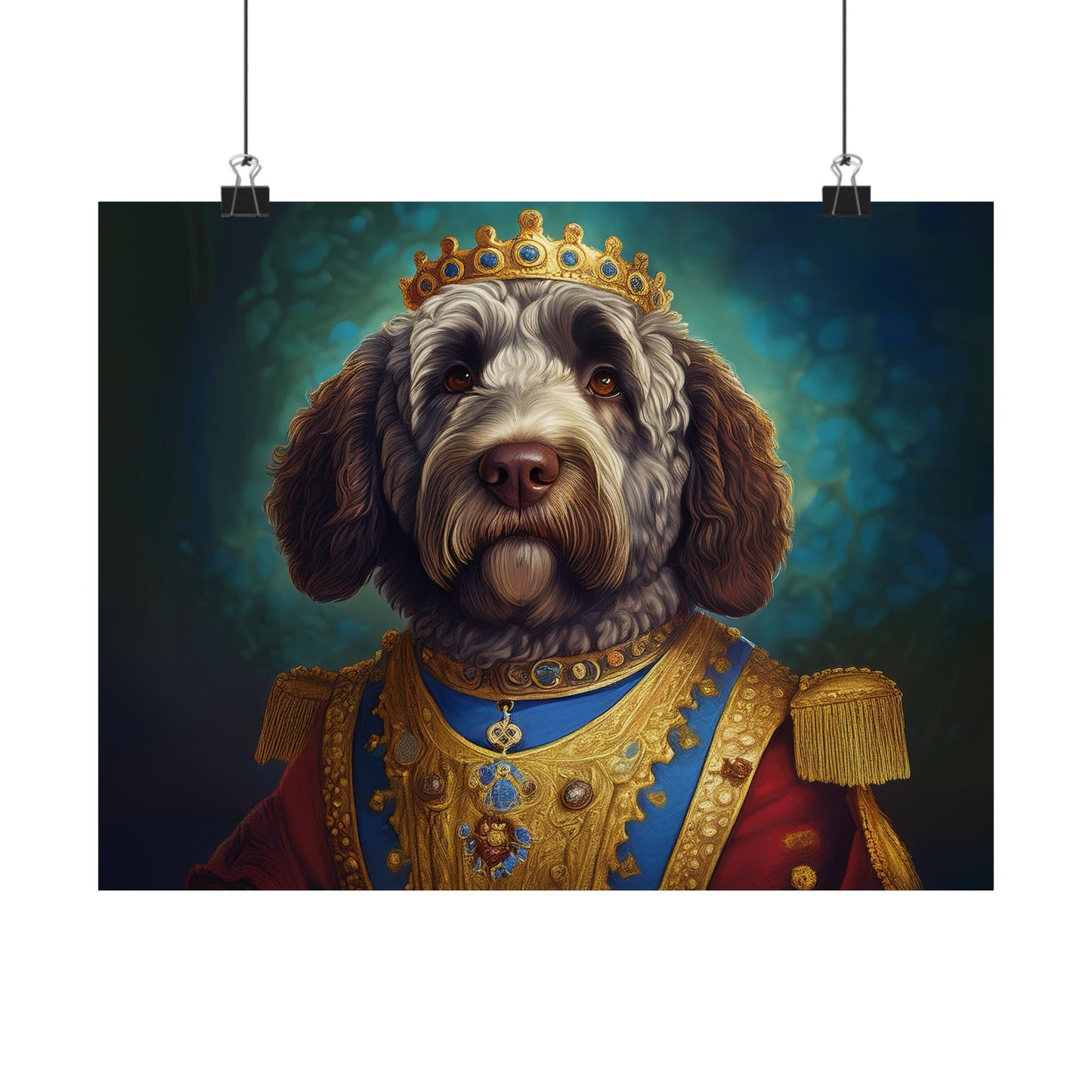 Portuguese Water Dog Renaissance Portrait Art Print, Wall Decor Gift, Animal Lover Home Decor, Dog Wall Art