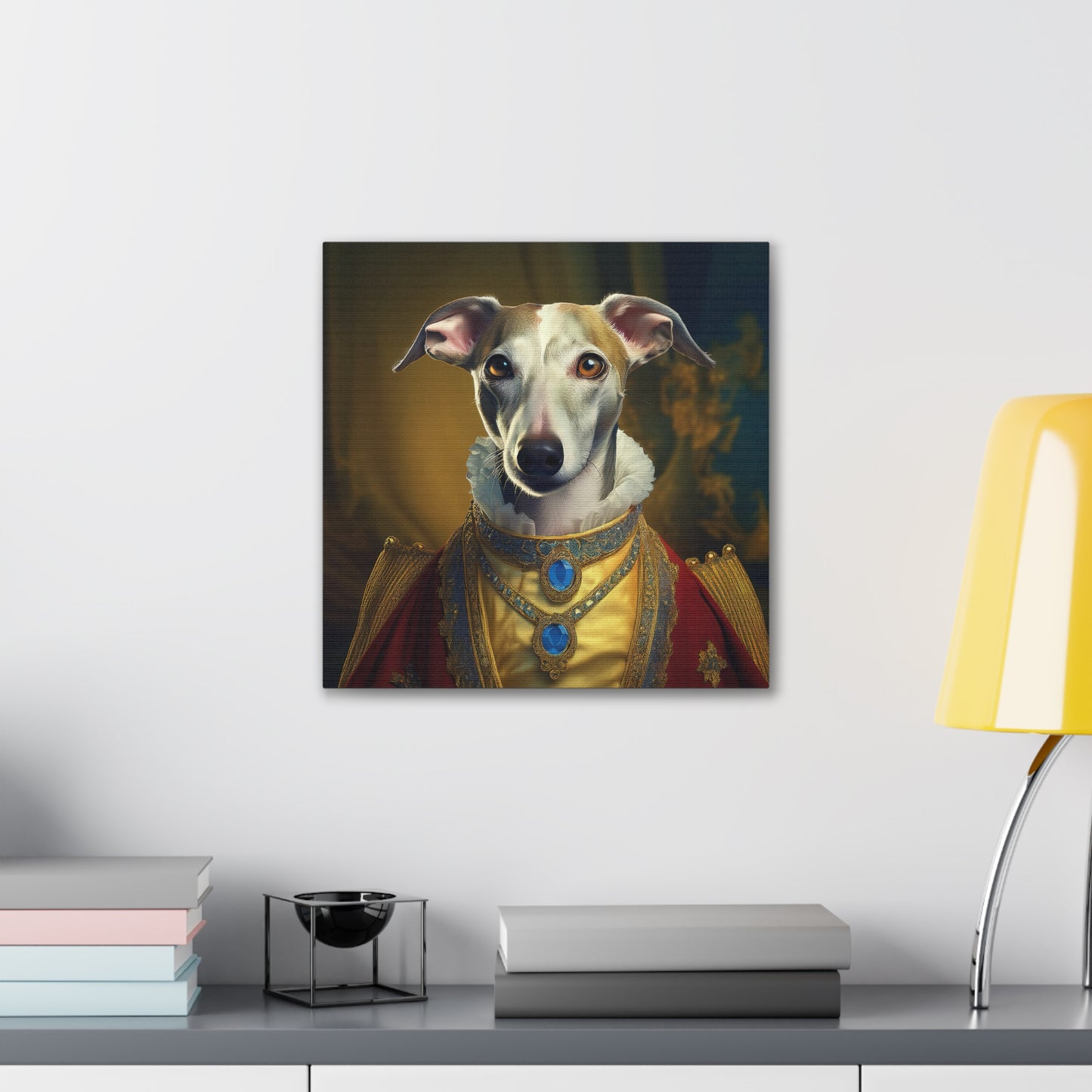 Whippet Pet Portrait Renaissance Print - Canvas, wall art, wall print, dog portrait, dog art