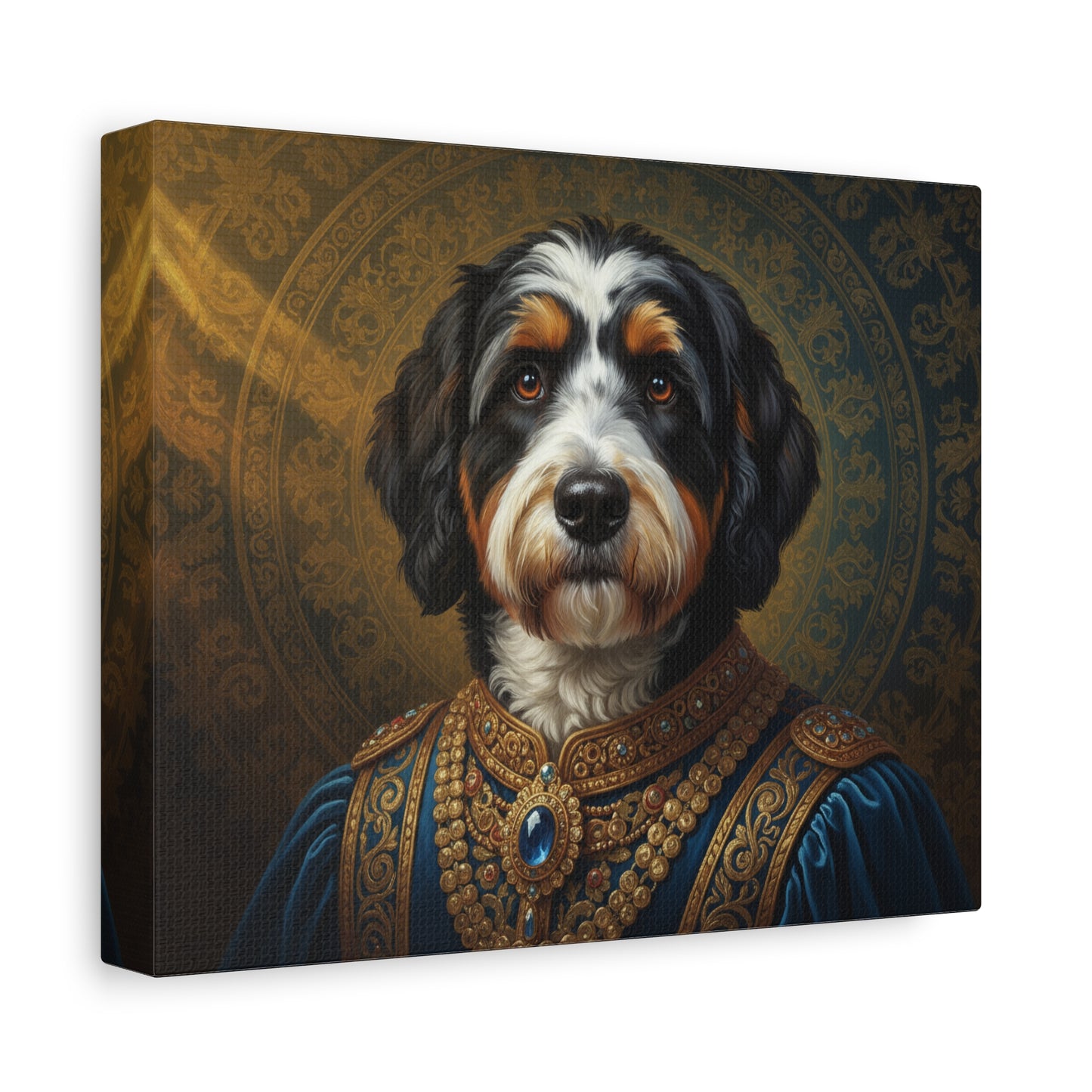 Bernedoodle Renaissance Dog Portrait Canvas Art, Pet Portrait Wall Decor, Animal Lover Gift, Home Decoration, Unique Dog Artwork