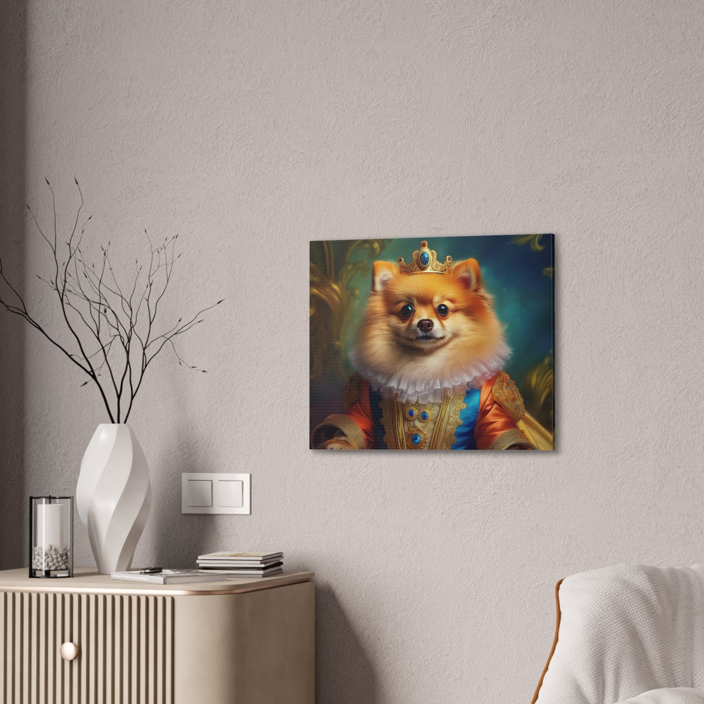 Pomeranian Renaissance Pet Portrait Canvas Print