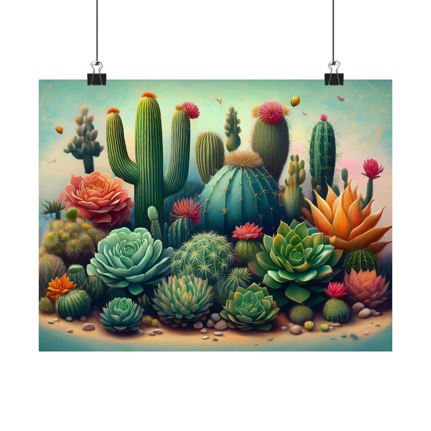 Abstract Cacti and Succulent Desert Garden Color Print | Wall Art | Wall Print