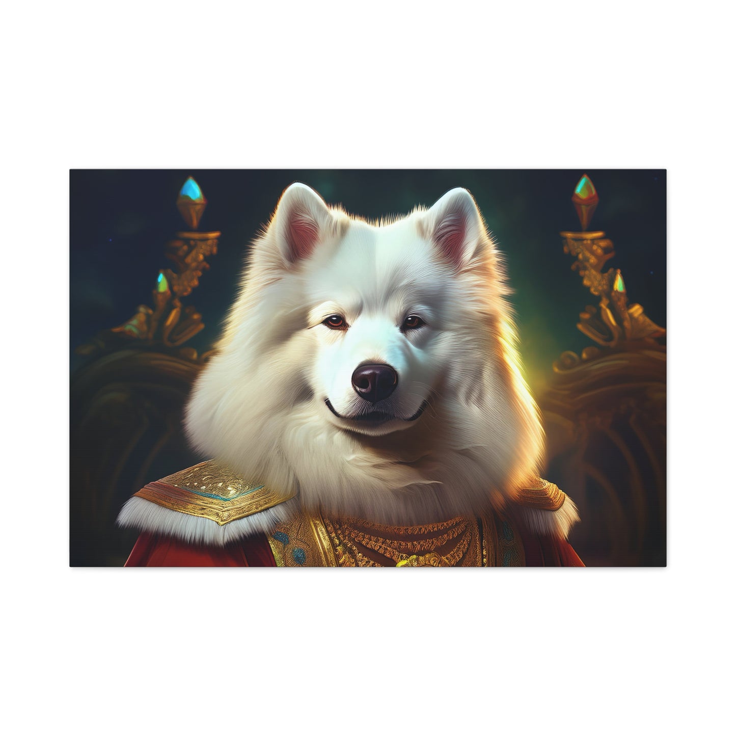 Samoyed Renaissance Pet Portrait on Canvas, wall art, wall print, dog portrait, dog art