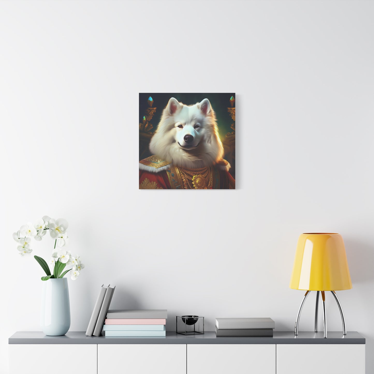 Samoyed Renaissance Pet Portrait on Canvas, wall art, wall print, dog portrait, dog art