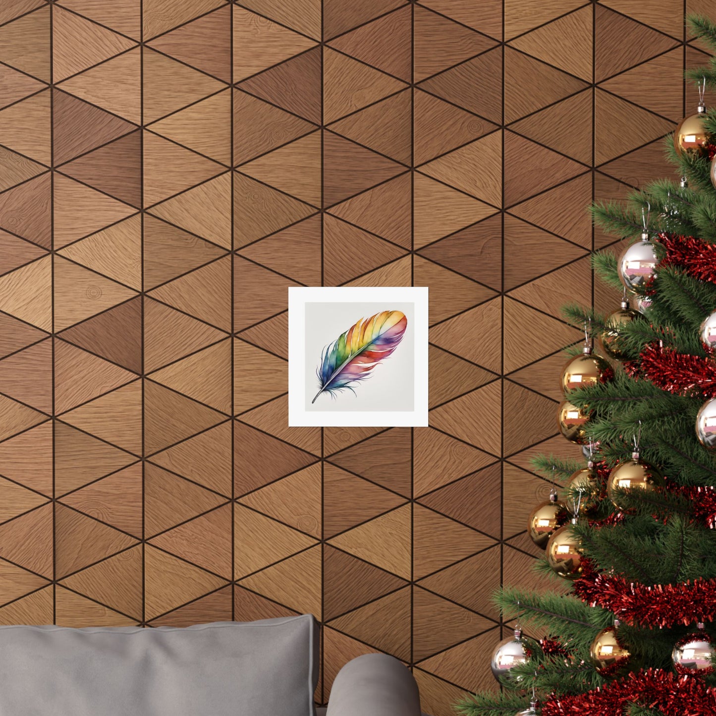 Rainbow Single Feather Watercolor Print | Wall Print | Wall Art