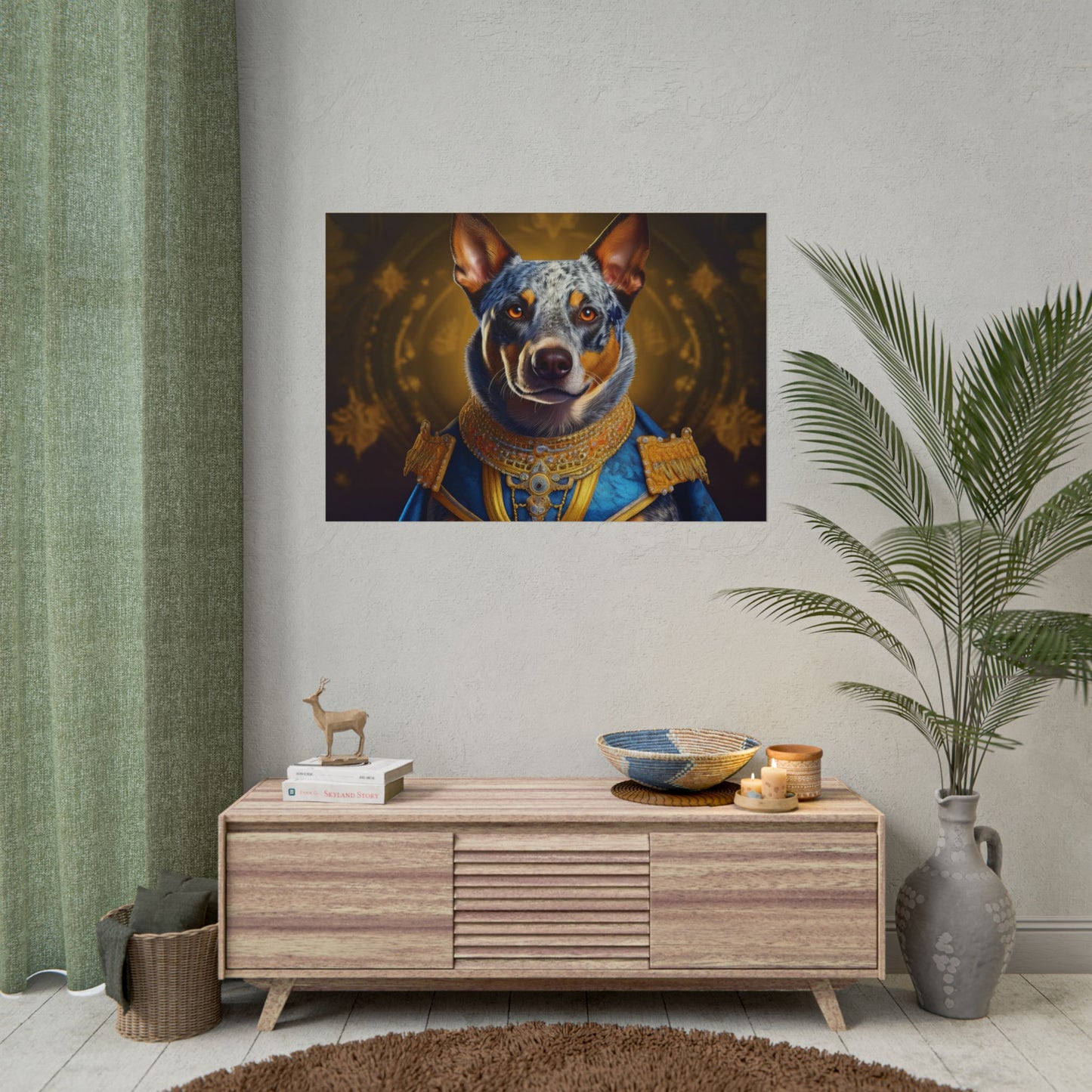 Australian Cattle Dog Renaissance Dog Portrait Wall Art | Art Print | Wall Decor Gift, Animal Lover Home Decor, Dog Wall Art
