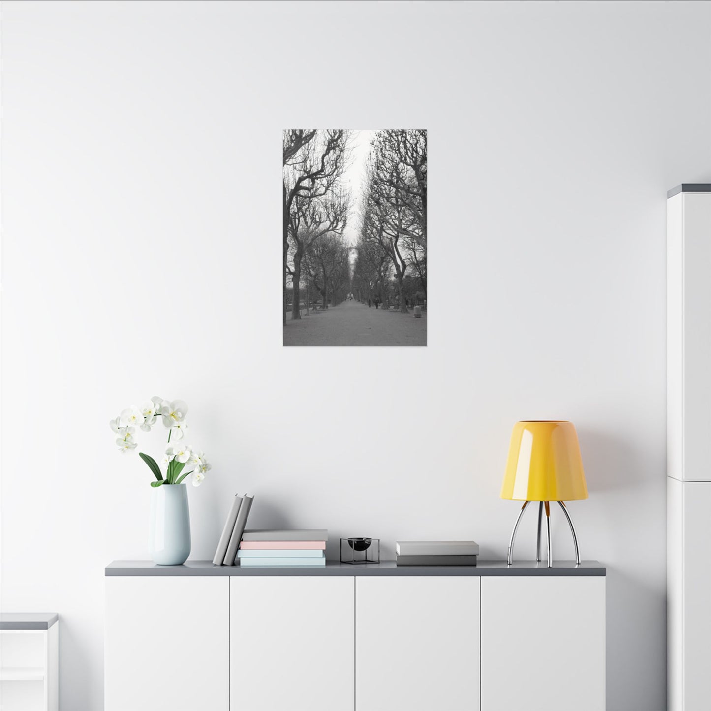 Paris Pathway Canvas Art Print - Black and White Tree Wall Print | Wall Art | Wall Print