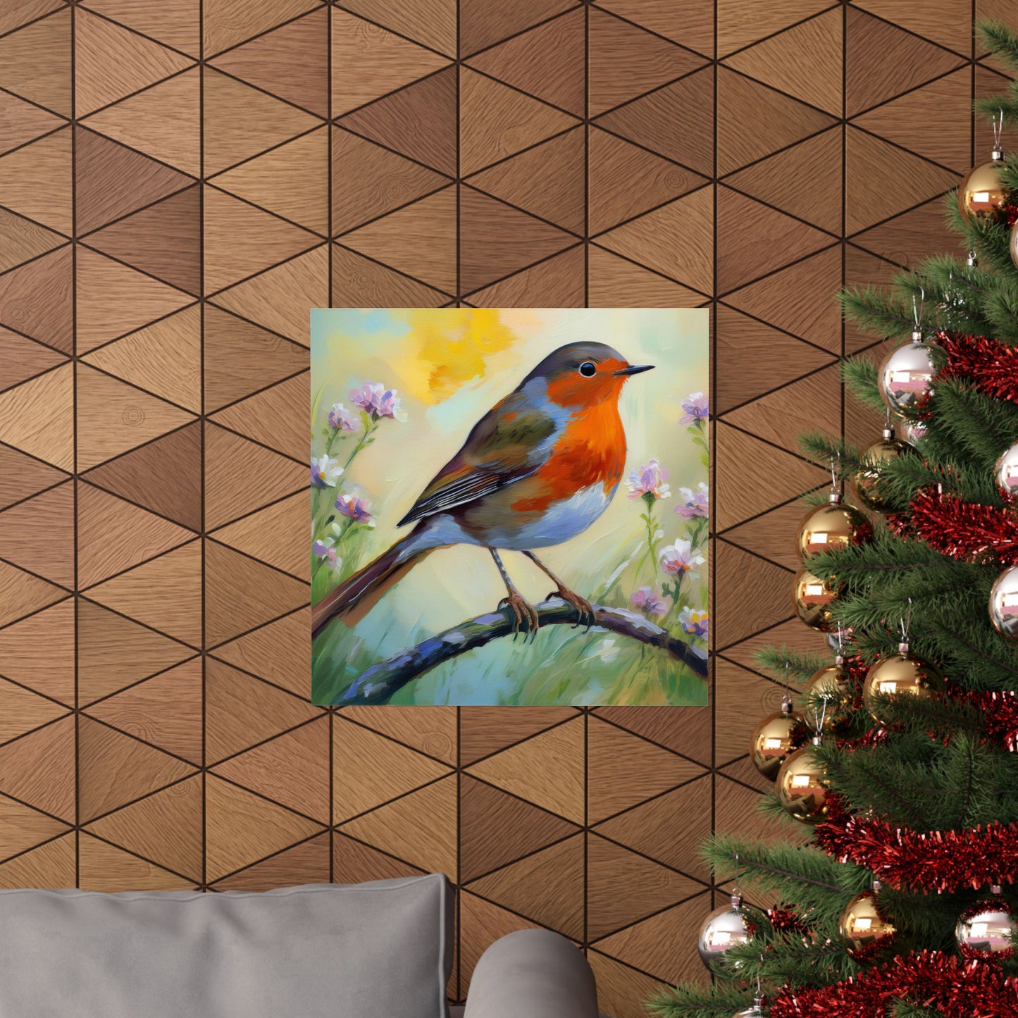 American Robin Bird Oil Painting Print | Wall Print | Wall Art | Bird Art
