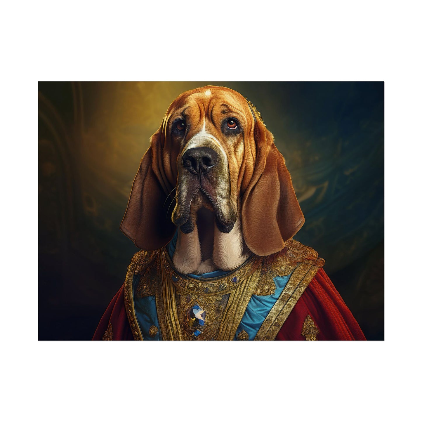 Bloodhound Renaissance Dog Portrait Art Print, Wall Decor Gift, Animal Lover Home Decor, Dog Wall Art