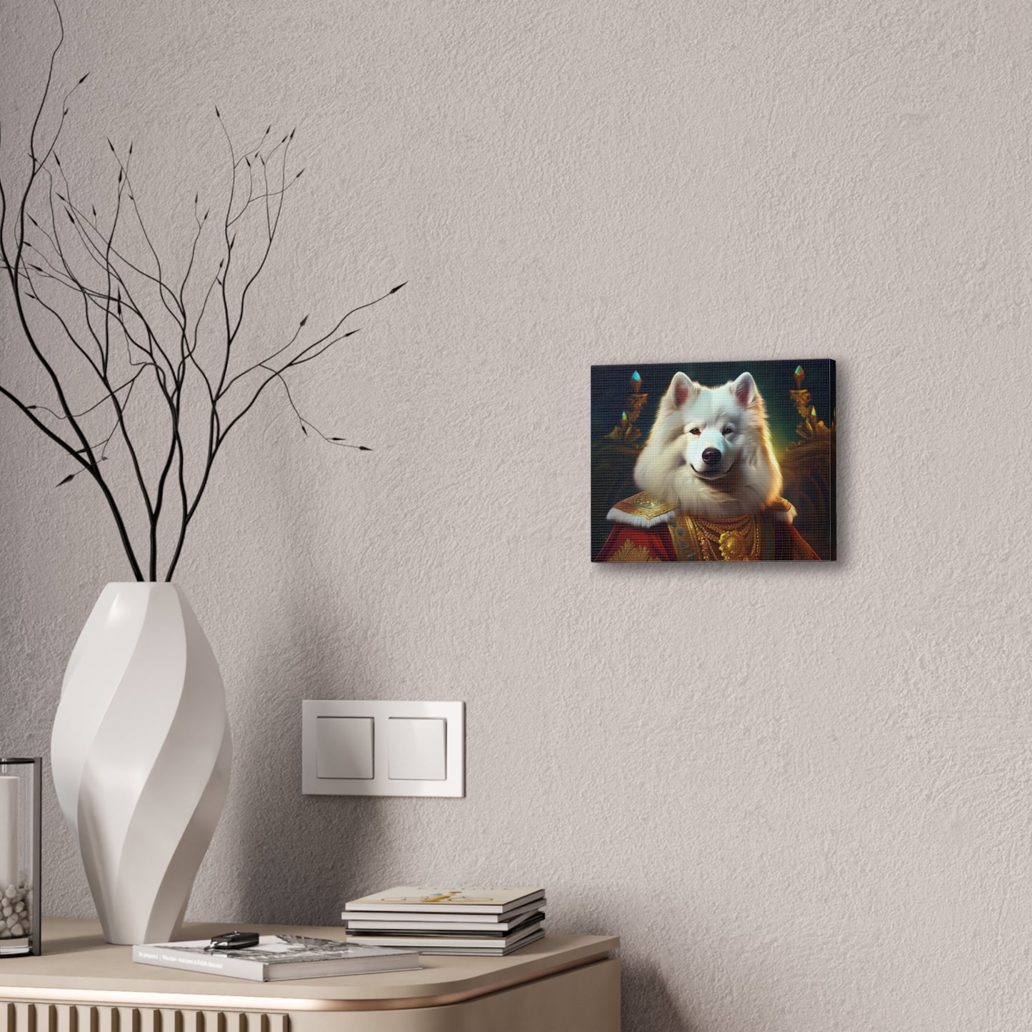 Regal Samoyed Canvas Art, Pet Wall Decor, Dog Portrait, Unique Home Decor, Animal Lover Gift, Noble Canine Wall Art