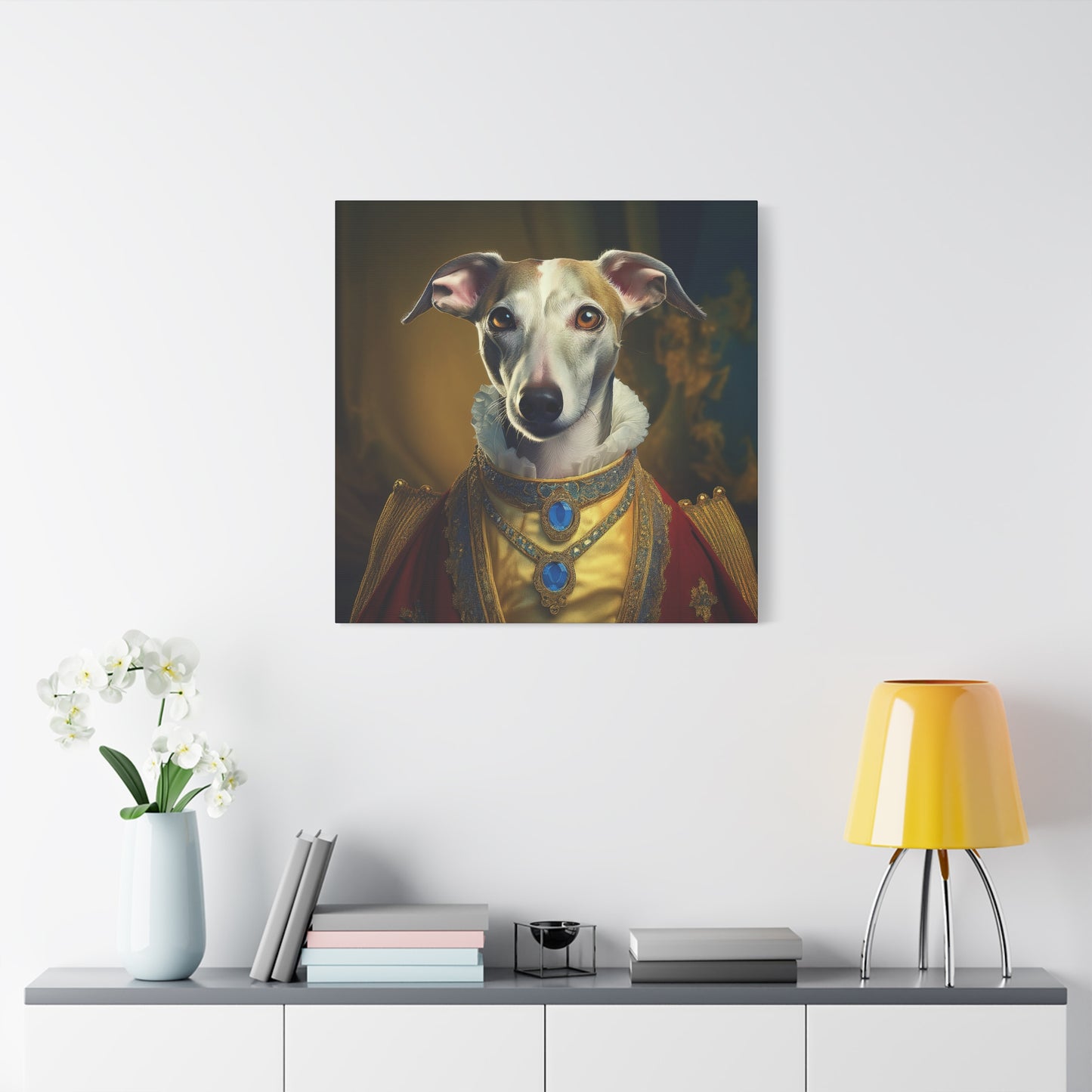 Whippet Renaissance Pet Portrait Print - Canvas, wall art, wall print, dog portrait, dog art
