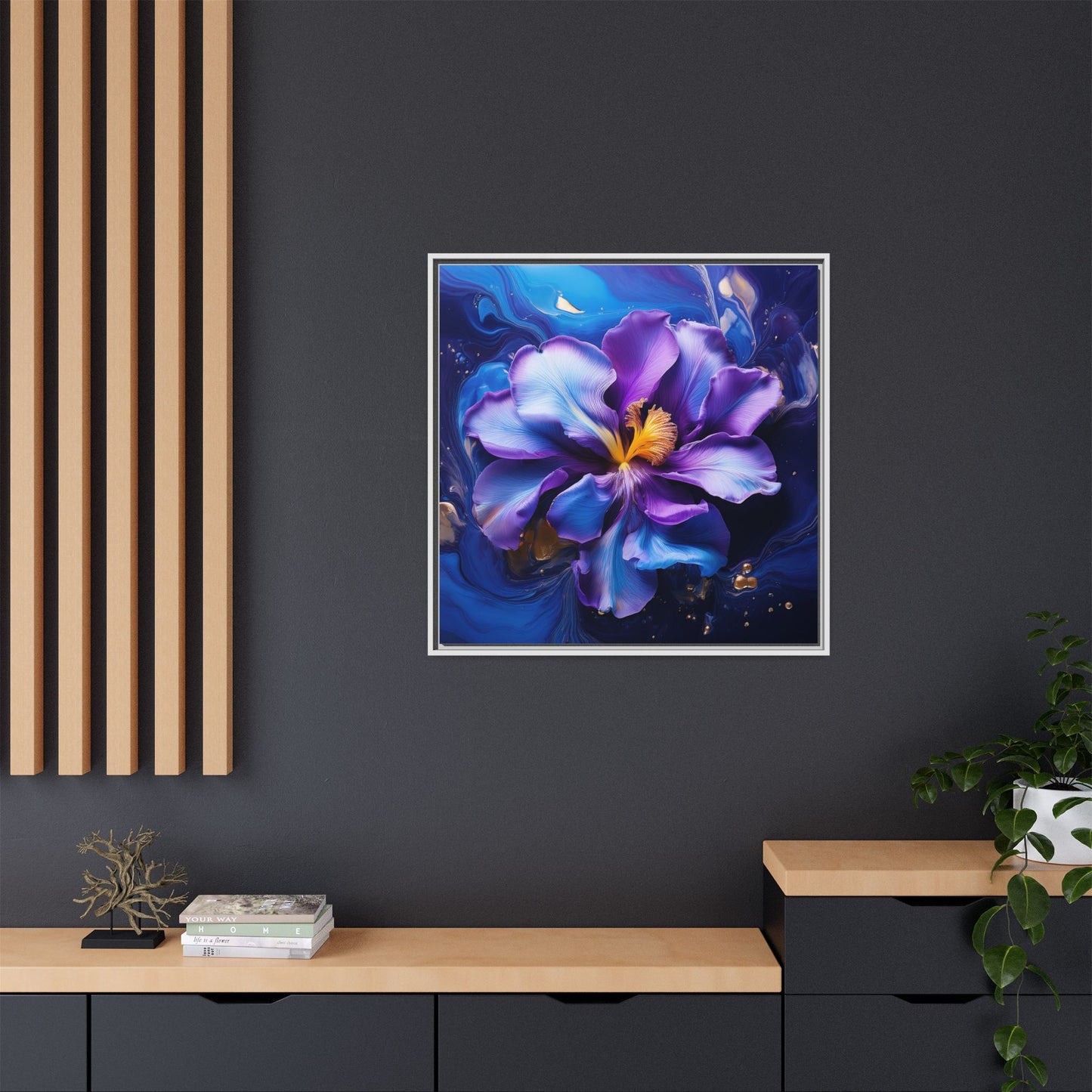 Abstract Iris Floral Square Framed Print - 02