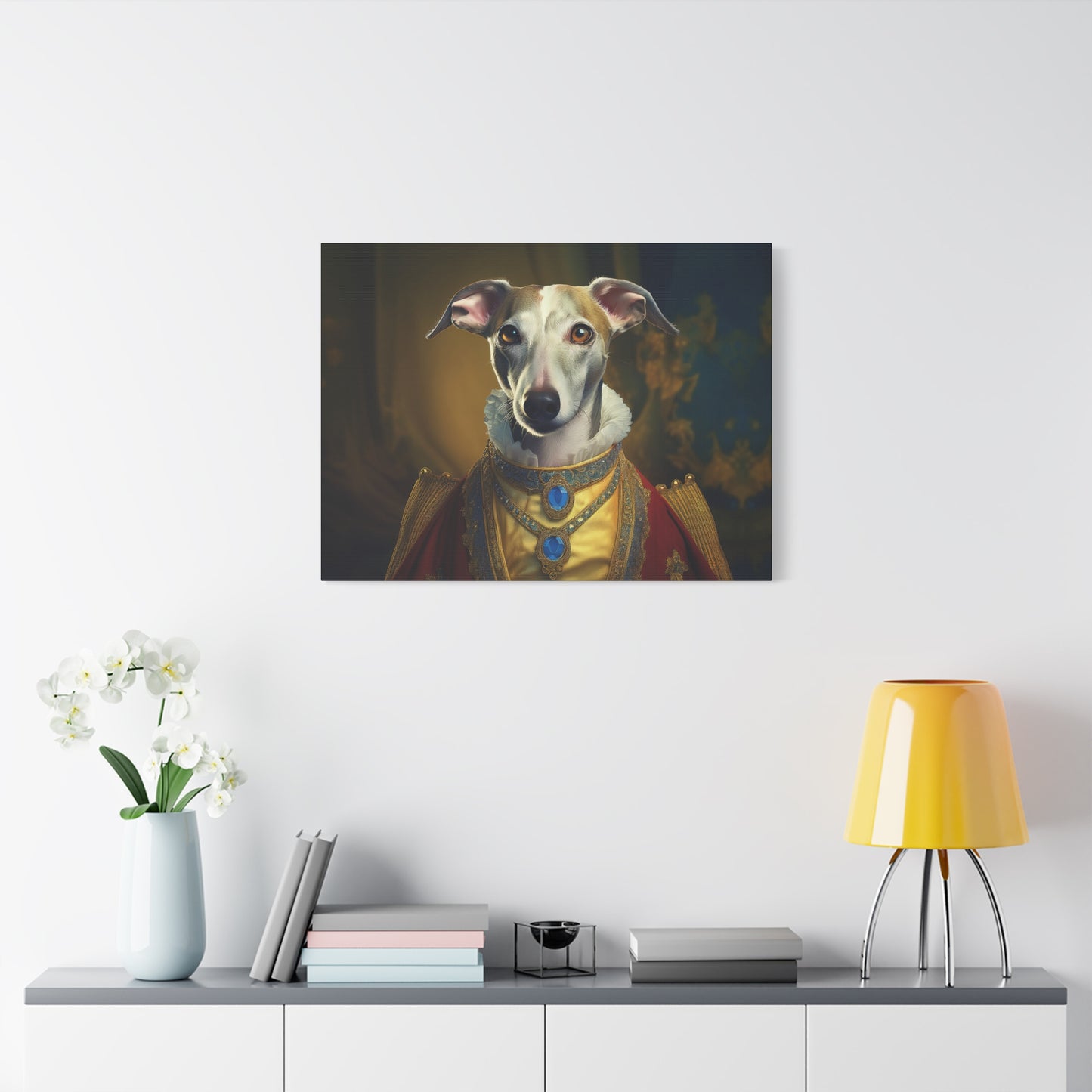 Whippet Renaissance Pet Portrait Print - Canvas, wall art, wall print, dog portrait, dog art