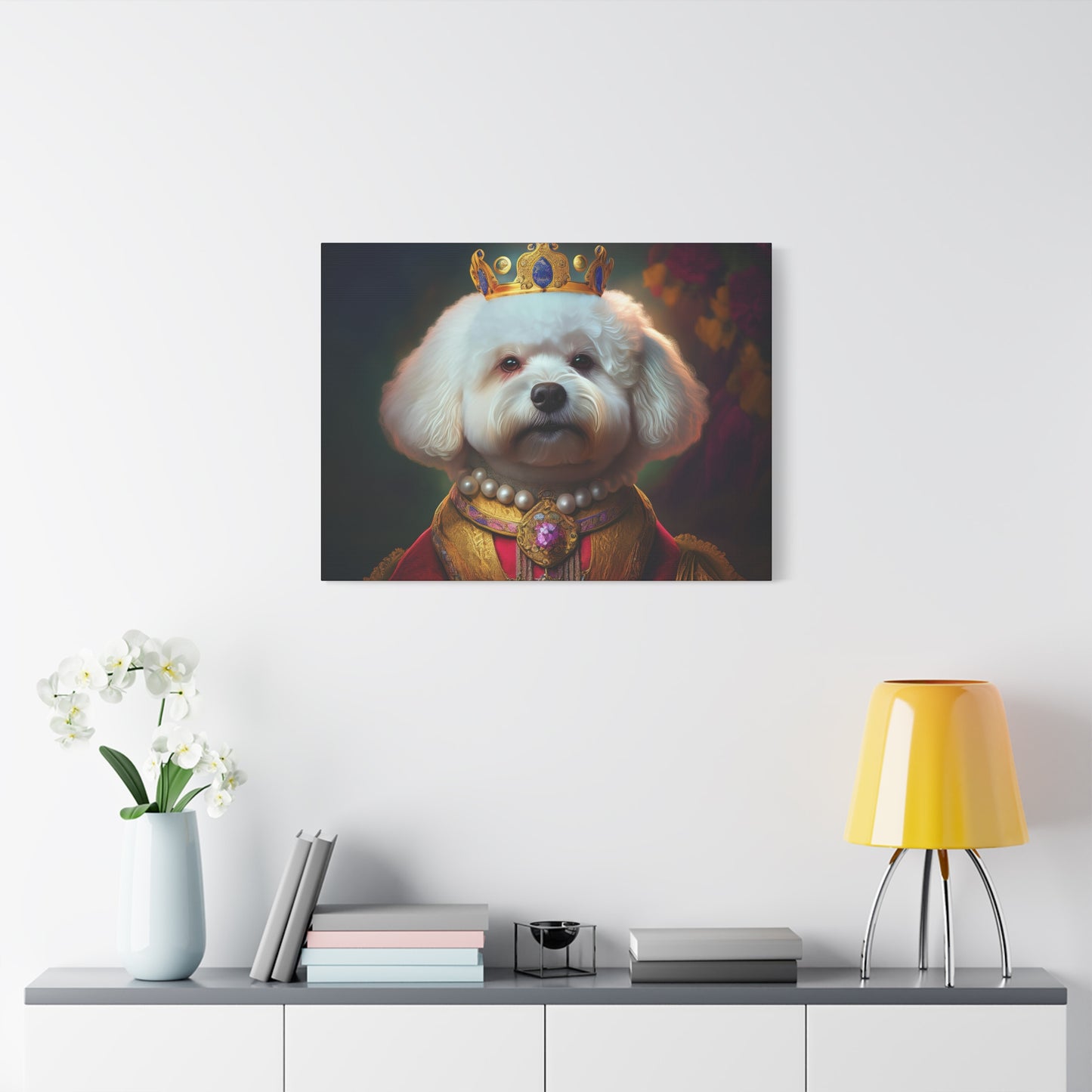Bichon Frise Renaissance Pet Portrait on Canvas | Wall art | wall print | Dog Art