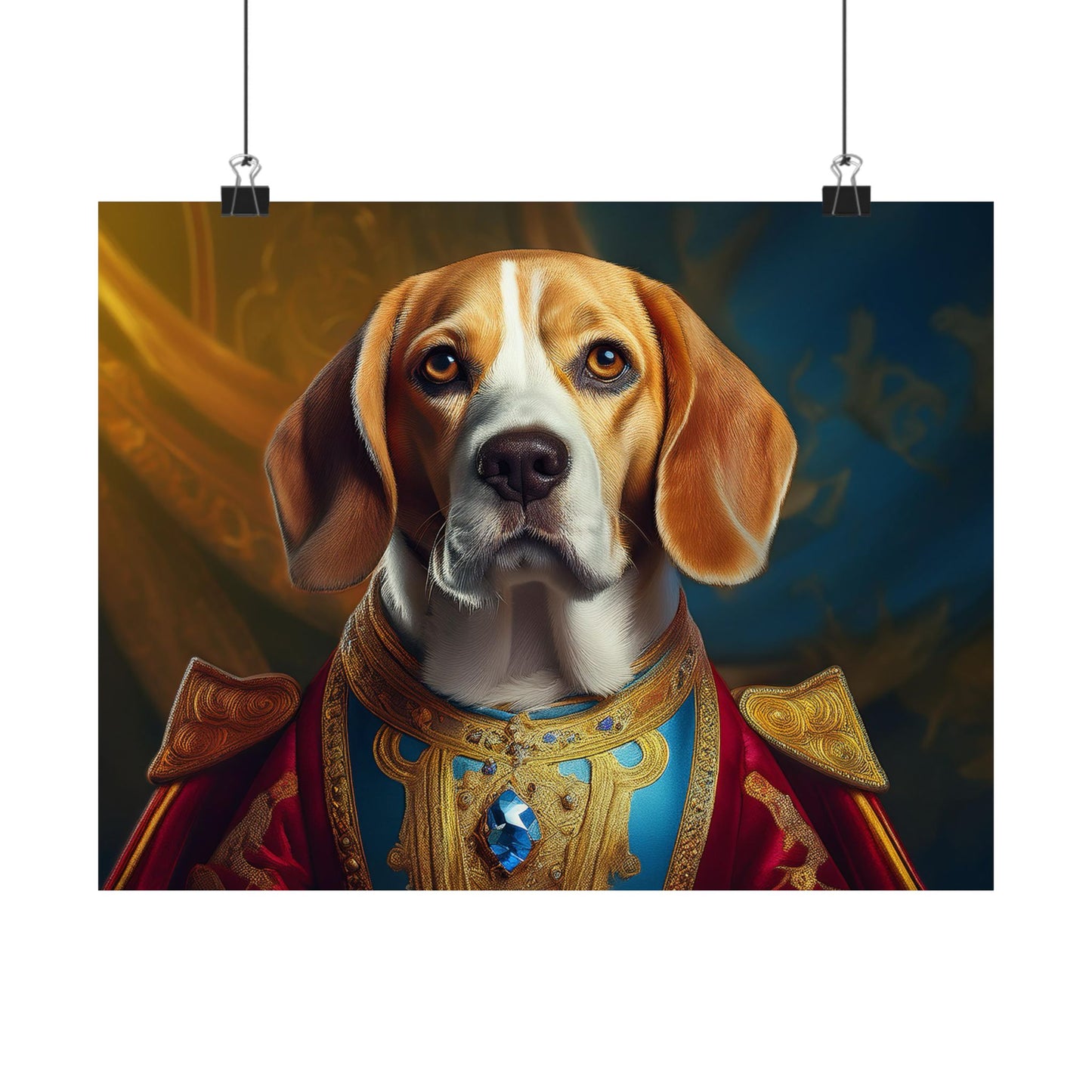 Beagle Renaissance Dog Portrait Art Print, Wall Decor Gift, Wall Prints, Wall Art