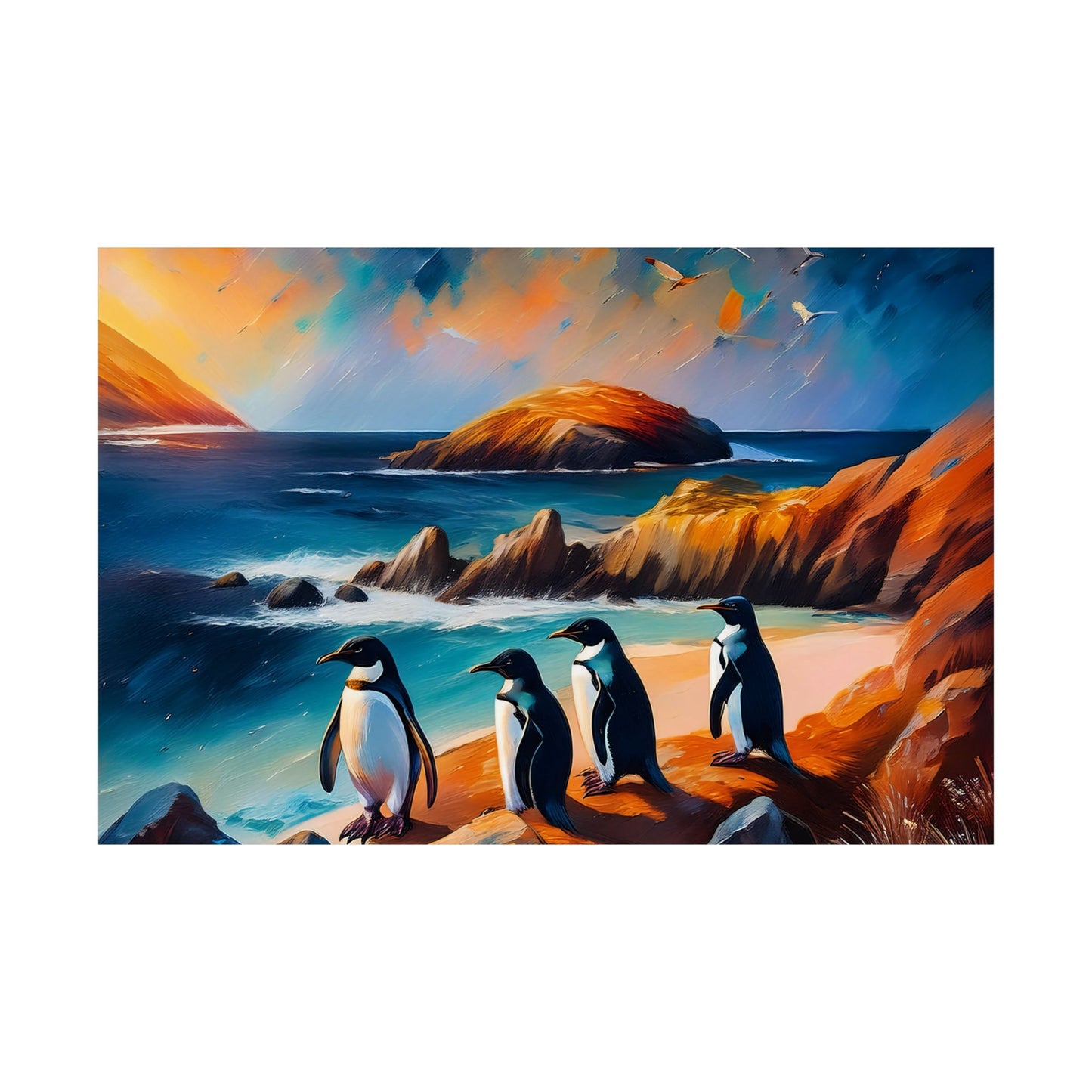 Phillip Island Little Penguins Australia Wall Art | Vibrant Wall Print | Unique Painting Print | Style 2 | Wall Art | Wall Print