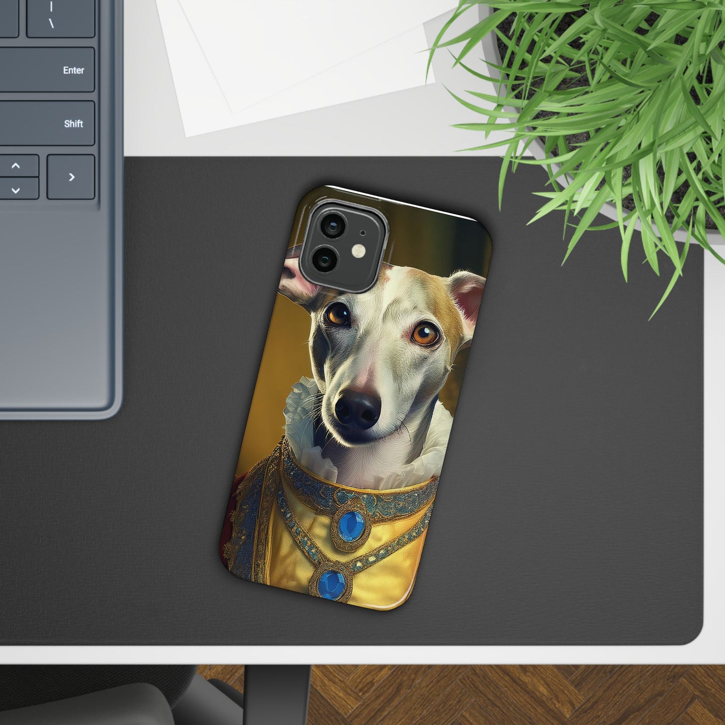 Whippet Renaissance Dog Portrait Slim Phone Case
