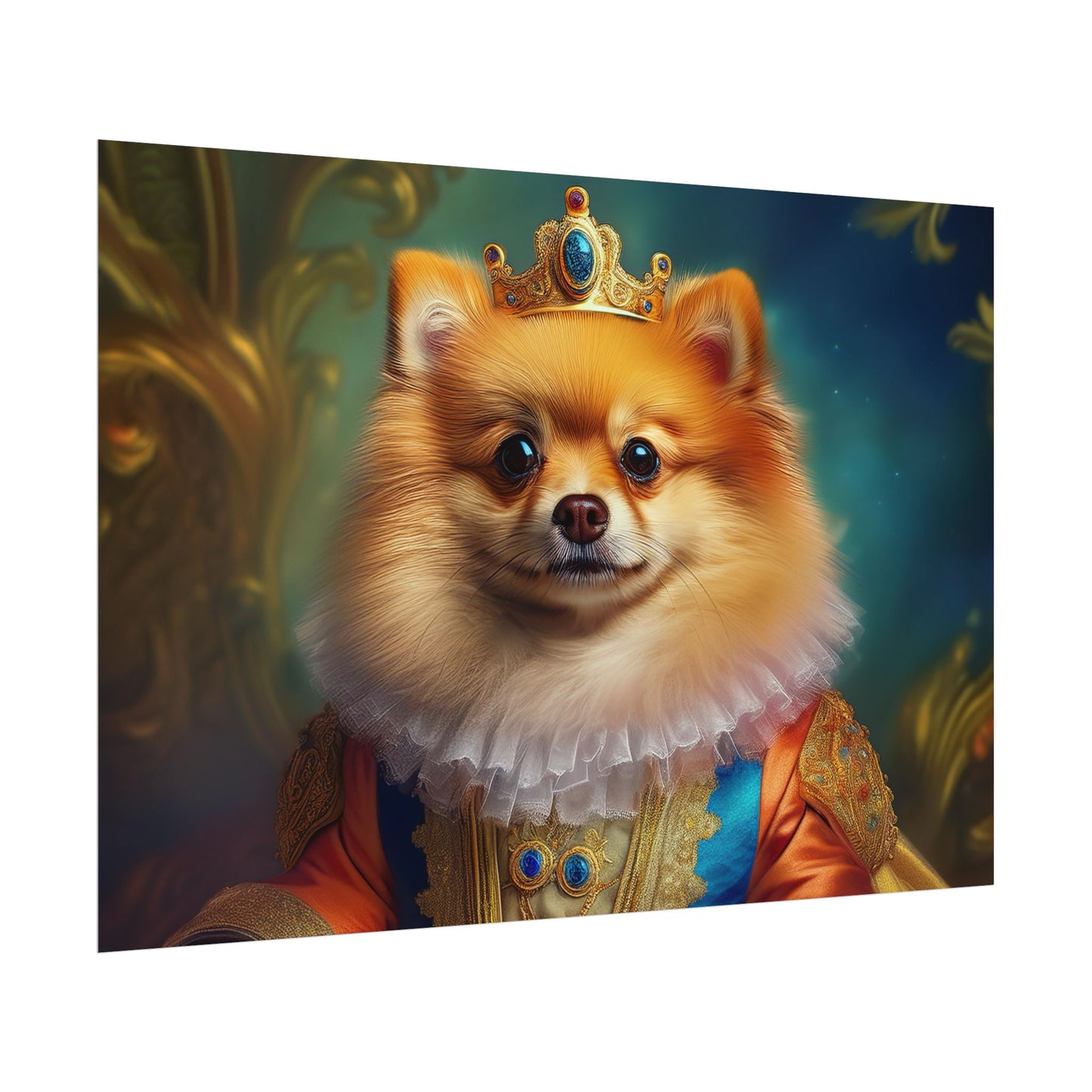 Pomeranian Renaissance Dog Portrait Art Print, Wall Decor Gift, Animal Lover Home Decor, Dog Wall Art