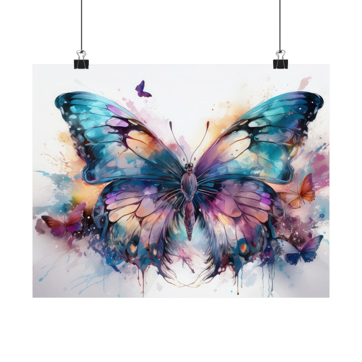Teal, Orange & Purple Butterfly Alcohol Ink Wall Art | Butterfly wall art | Wall Art | Wall Print