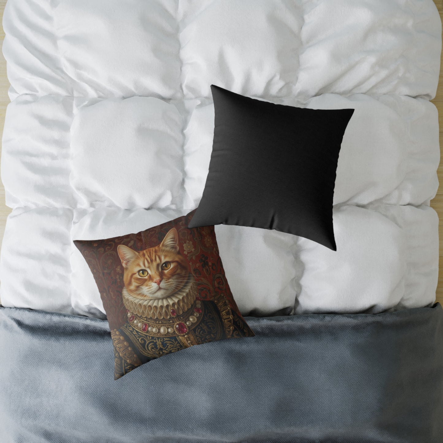 Ginger Renaissance Cat Portrait Pillow, Decorative Pillow, Pet Lover Gift, Home Decor, Cushion for Cat Lovers, Cat-Themed Gift