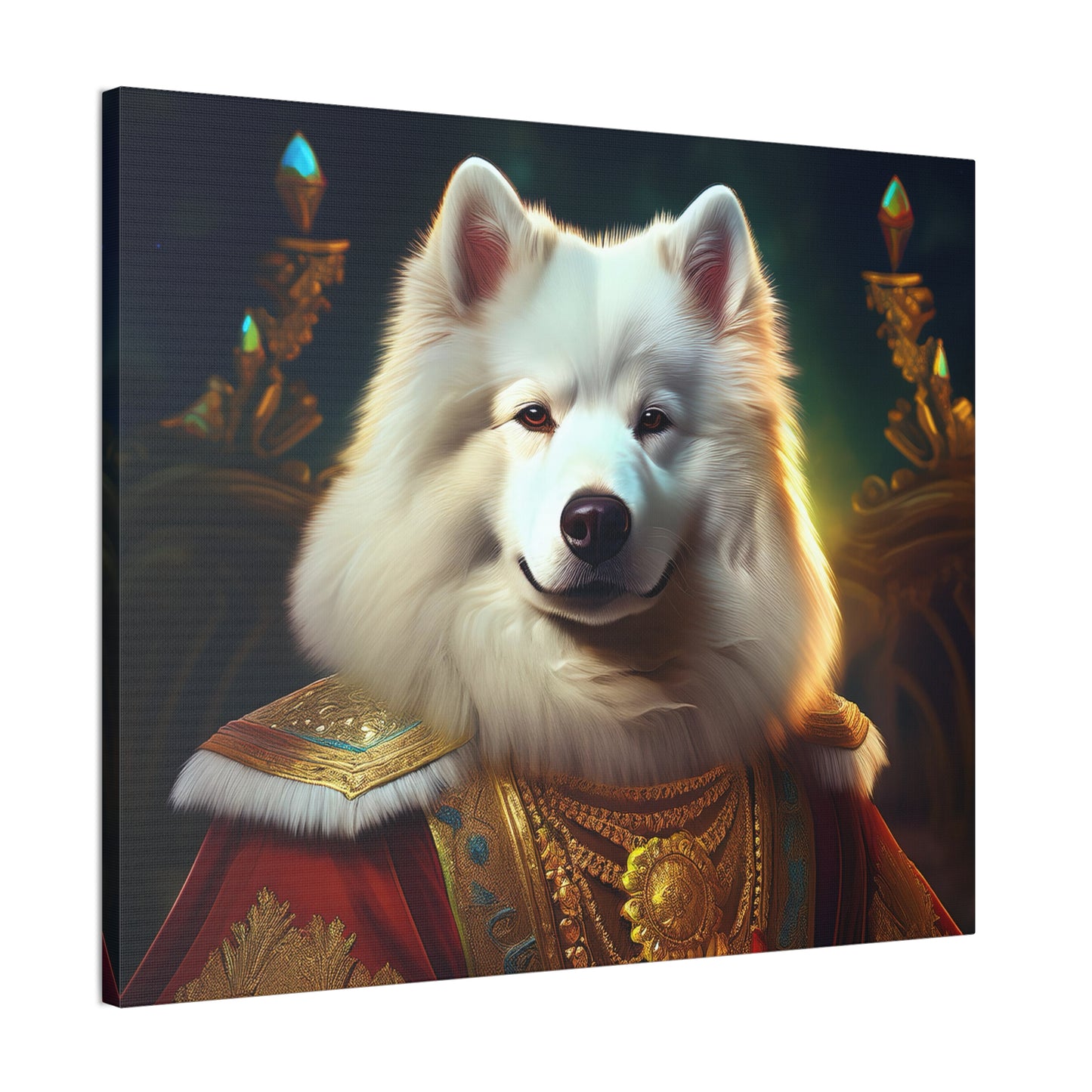 Regal Samoyed Canvas Art, Pet Wall Decor, Dog Portrait, Unique Home Decor, Animal Lover Gift, Noble Canine Wall Art