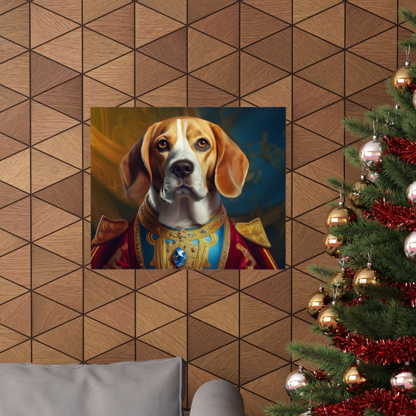 Beagle Renaissance Dog Portrait Art Print, Wall Decor Gift, Wall Prints, Wall Art