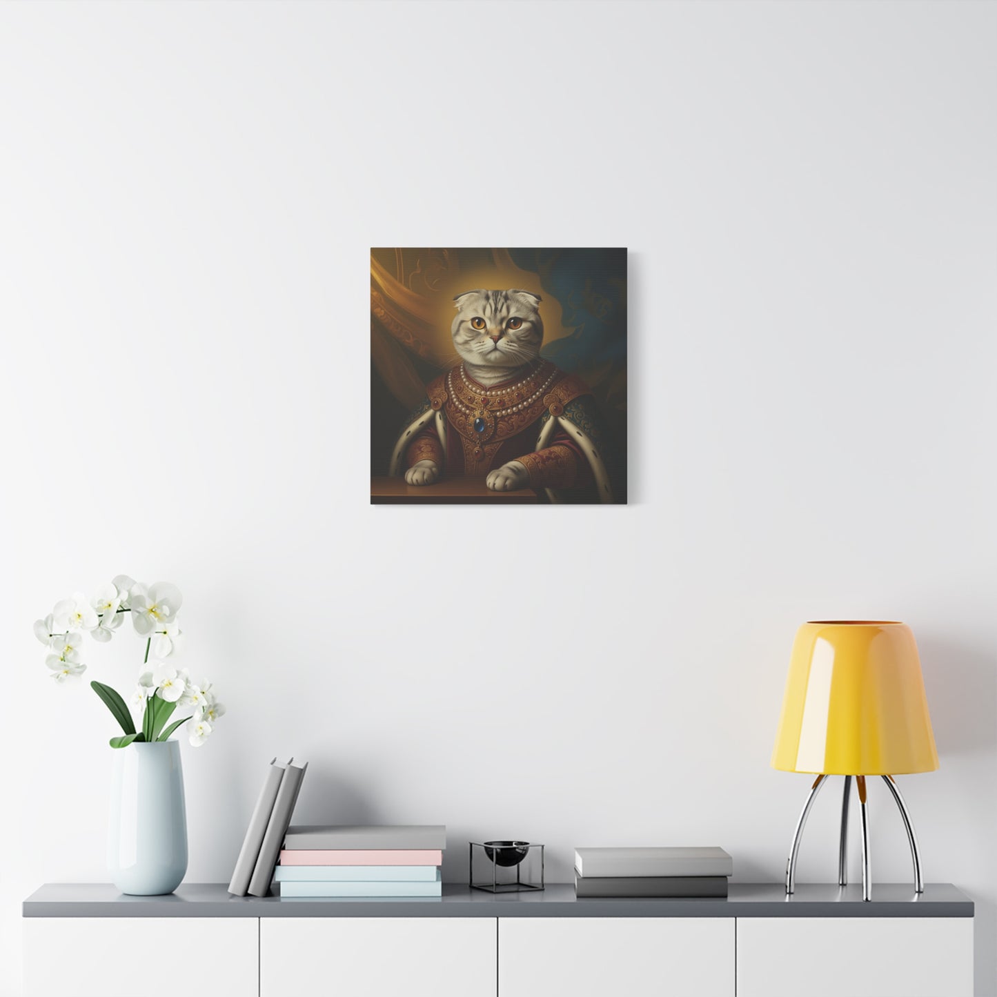 Scottish Fold Renaissance Royal Cat Canvas Art Print, Cat Wall Decor, Pet Lover Gift, Feline Portrait, Home Decoration, Unique Gift for Cat Lovers