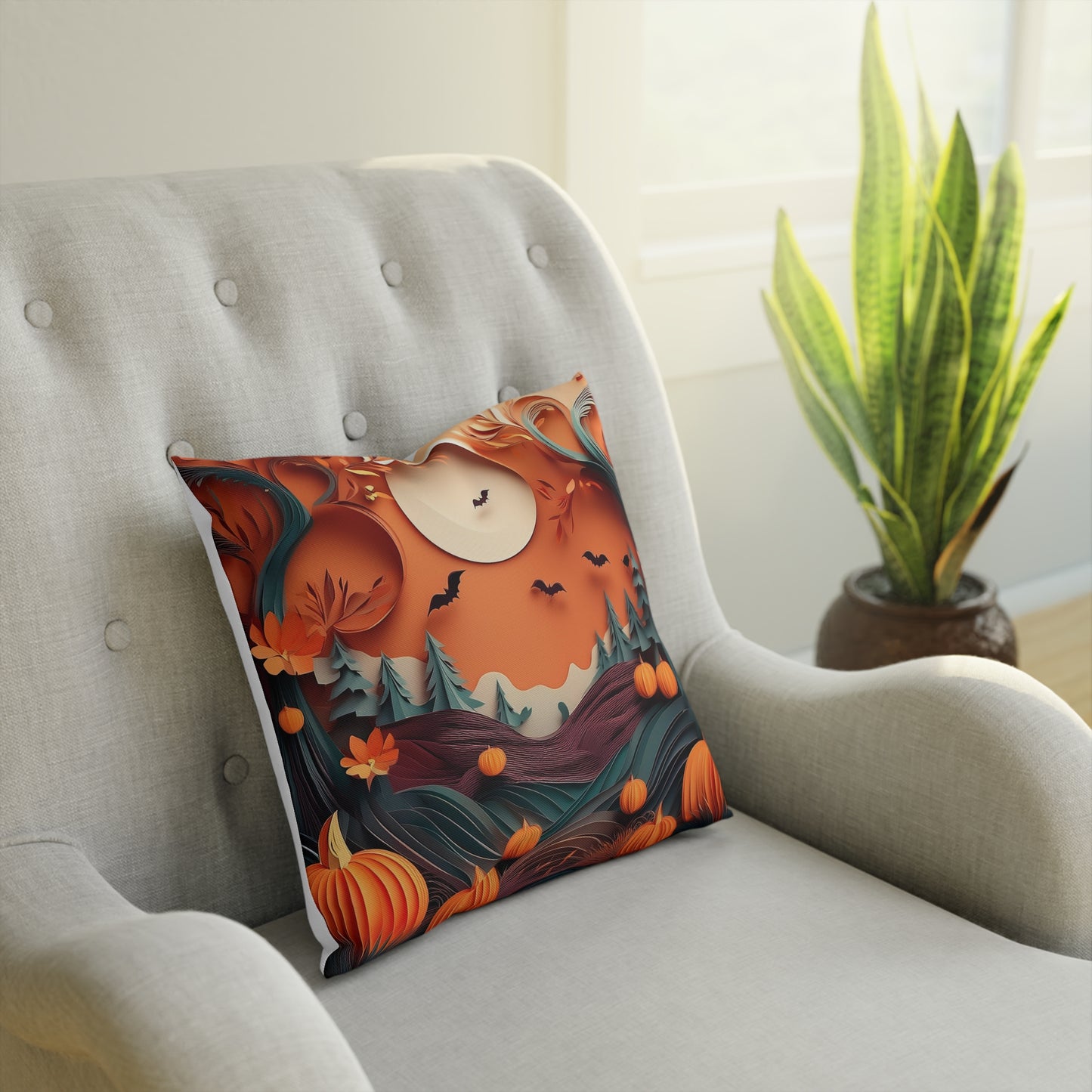 Halloween Spooky Pumpkin Patch Seasonal Cushion