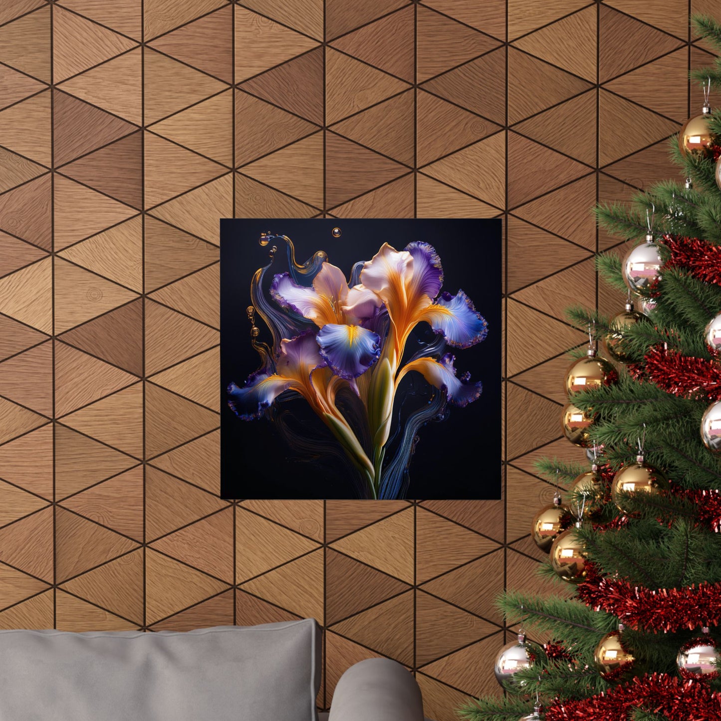 Abstract Square Floral Iris Wall Art Print | Style 3 | Wall Print | Wall Art | Botanical Art