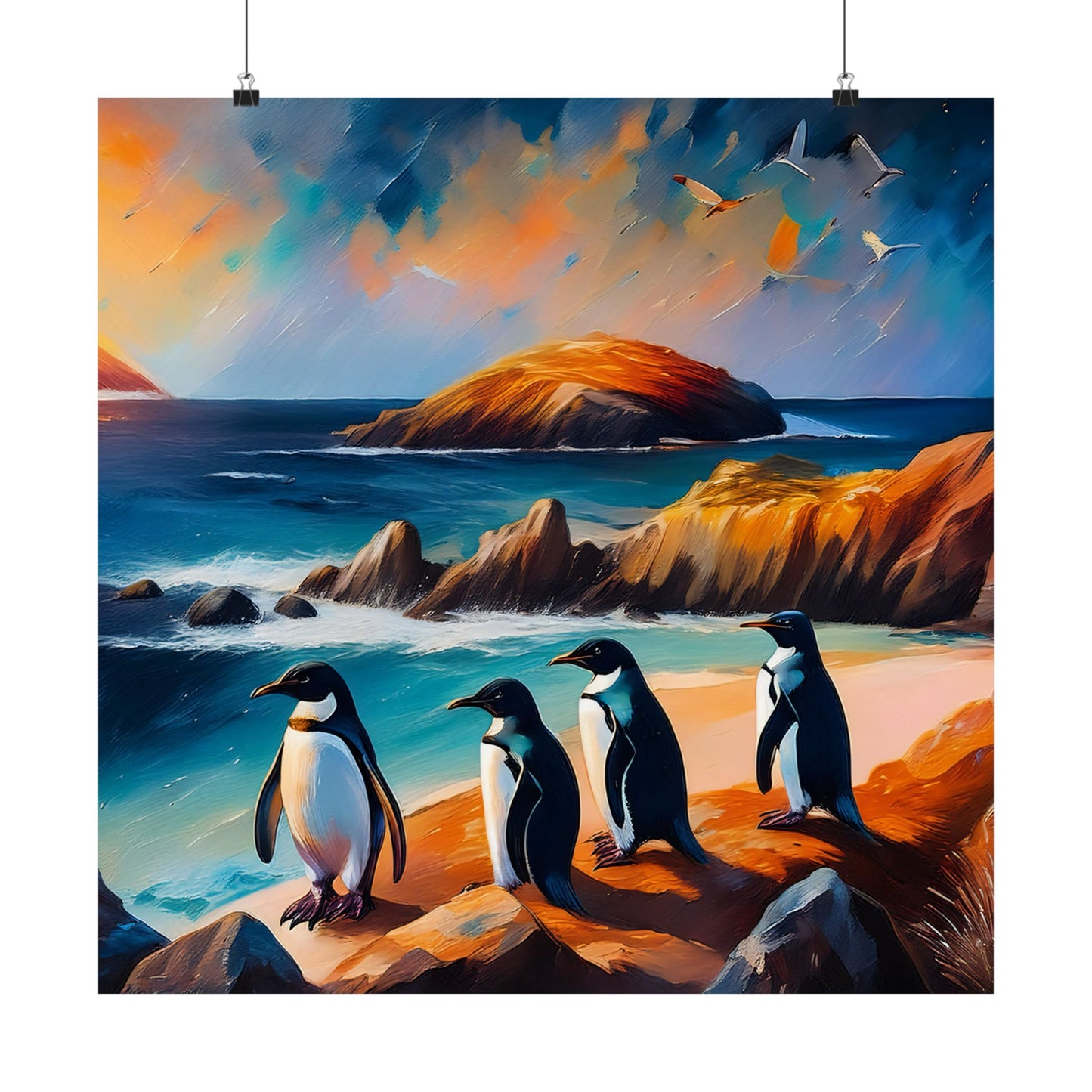 Phillip Island Little Penguins Australia Wall Art | Vibrant Wall Print | Unique Painting Print | Style 2 | Wall Art | Wall Print