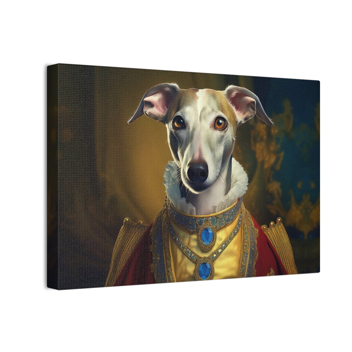 Whippet Pet Portrait Renaissance Print - Canvas, wall art, wall print, dog portrait, dog art
