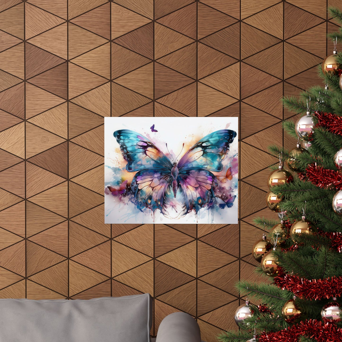 Teal, Orange & Purple Butterfly Alcohol Ink Wall Art | Butterfly wall art | Wall Art | Wall Print
