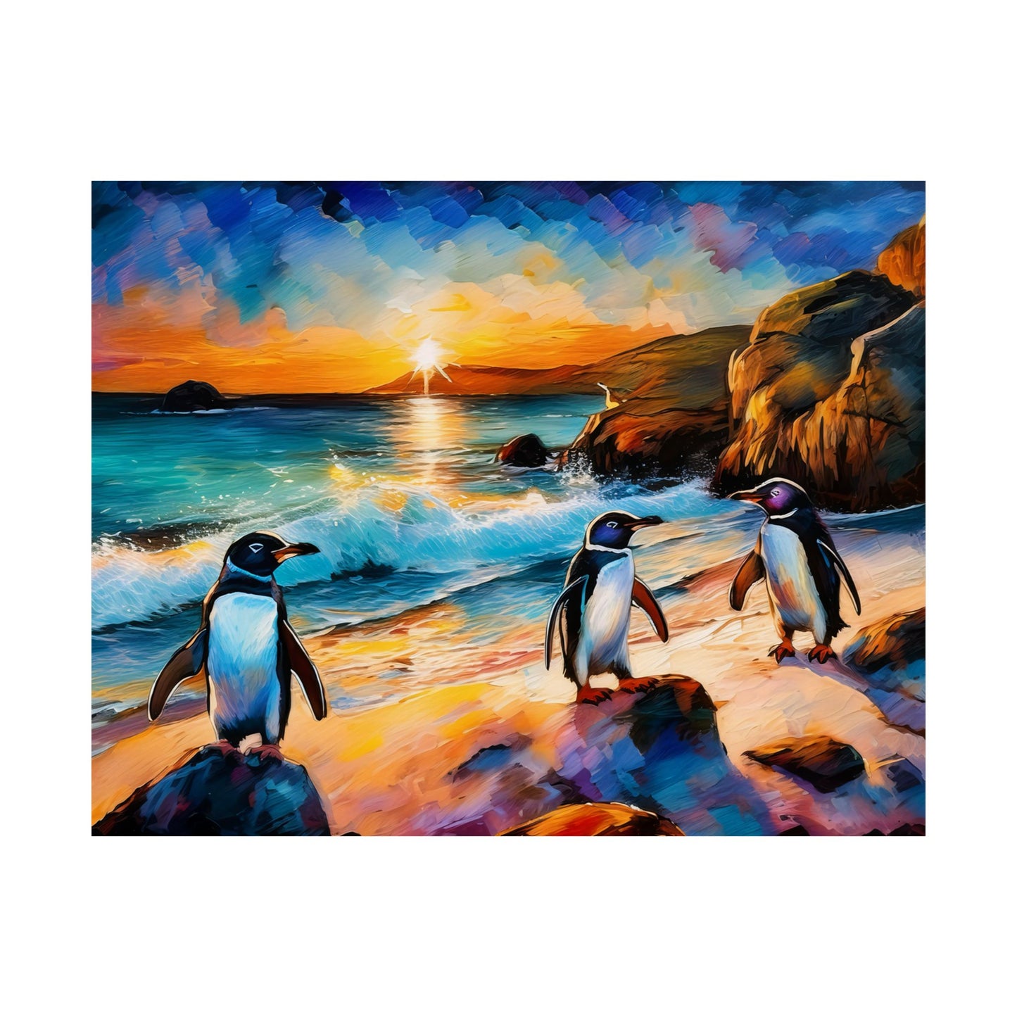 Philip Island Little Penguins Australia Wall Art | Vibrant Wall Print | Unique Painting Print | Style 1 | Wall Art | Wall Print