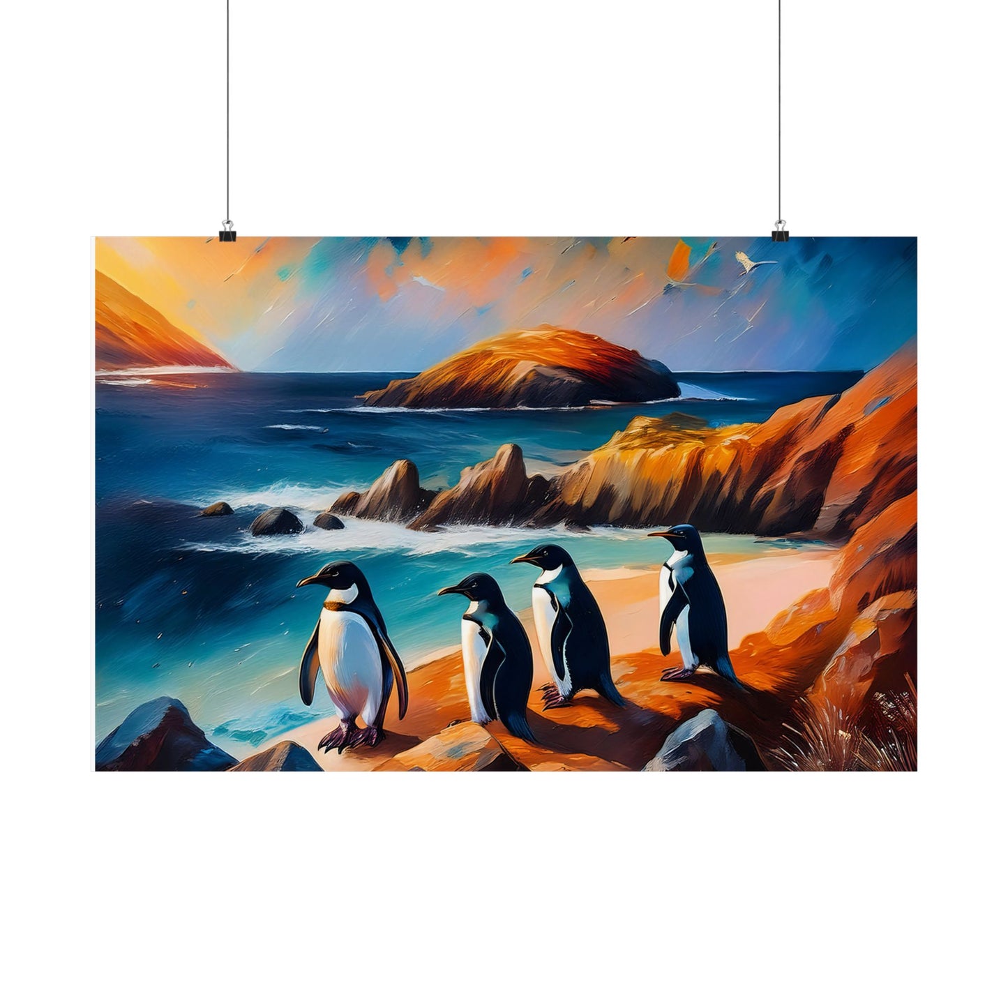 Phillip Island Little Penguins Australia Wall Art | Vibrant Wall Print | Unique Painting Print | Style 2 | Wall Art | Wall Print