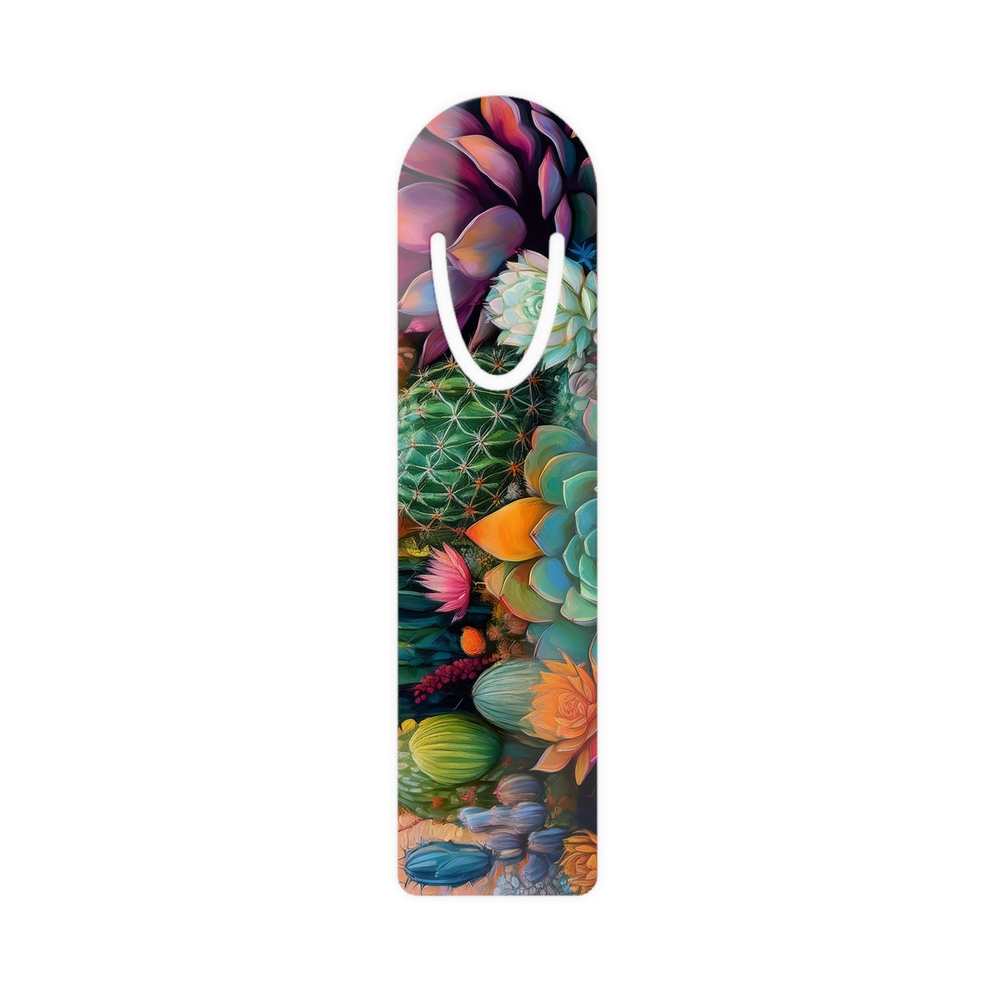 Colorful Succulent Art Bookmark, Floral Bookmark, Reading Gift, Book Lover Accessory, Unique Bookmark for Gardeners
