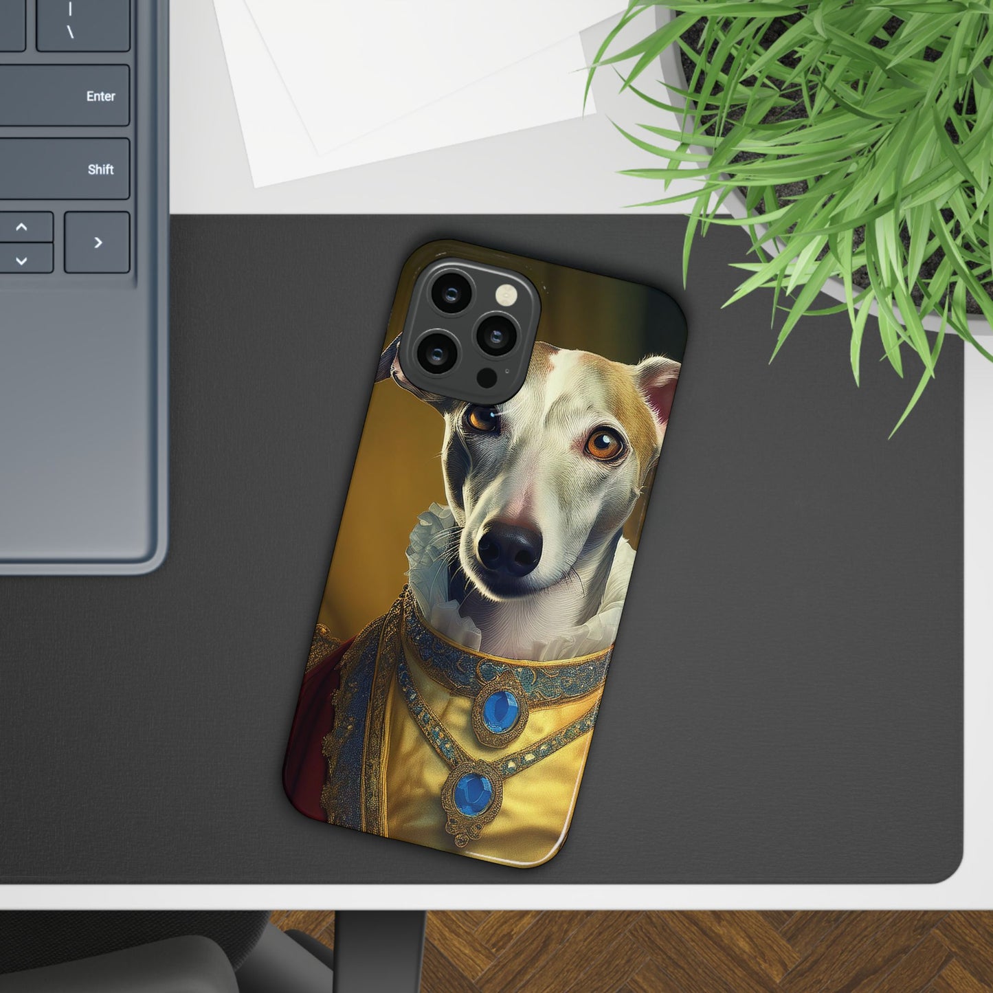 Whippet Renaissance Dog Portrait Slim Phone Case