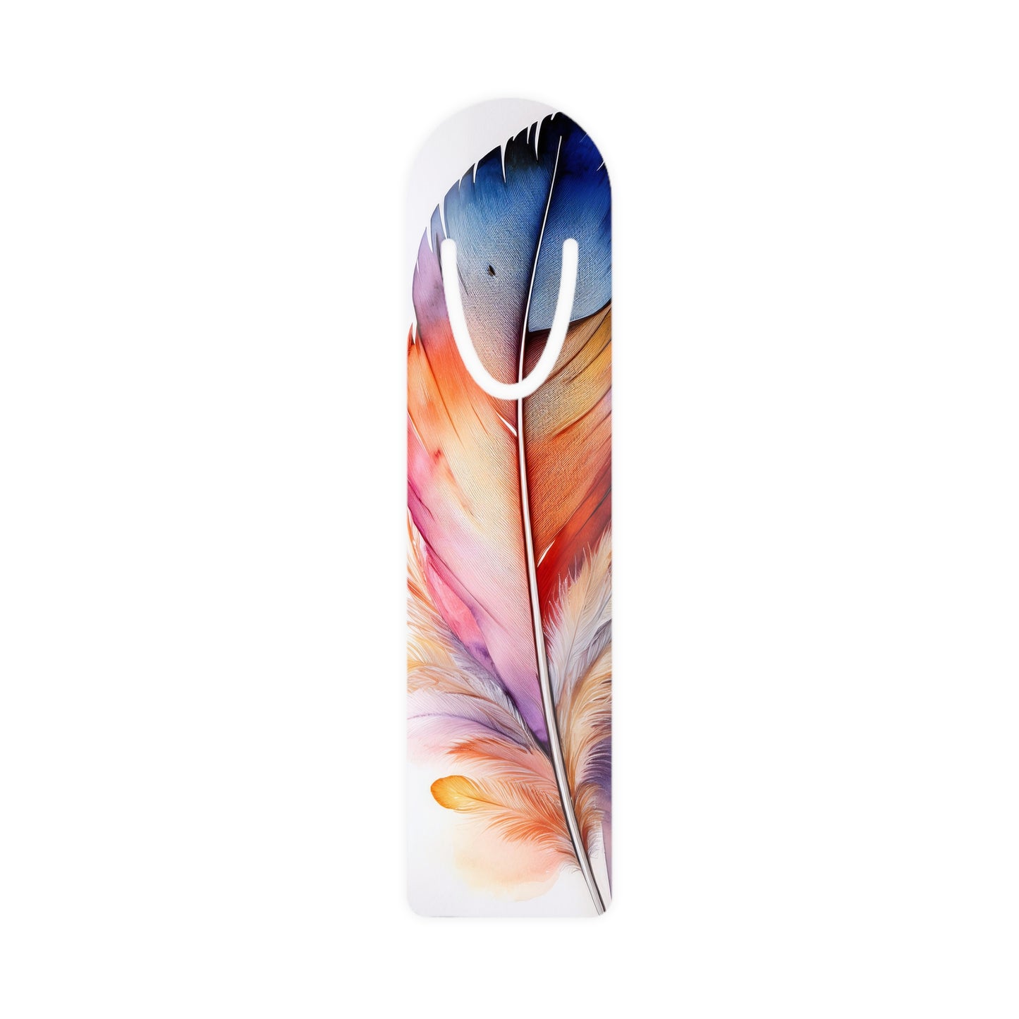 Elegant Watercolor Feather Aluminum Bookmark for Book Lovers