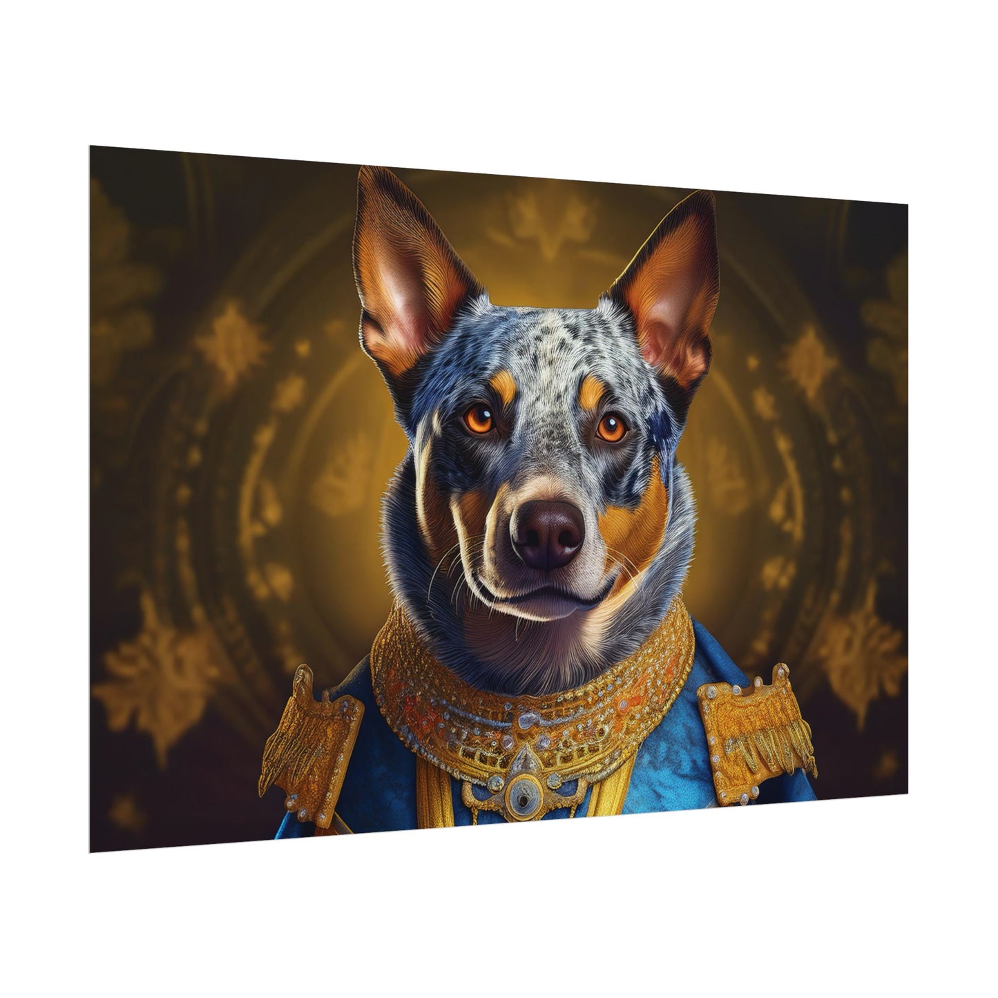 Australian Cattle Dog Renaissance Dog Portrait Wall Art | Art Print | Wall Decor Gift, Animal Lover Home Decor, Dog Wall Art