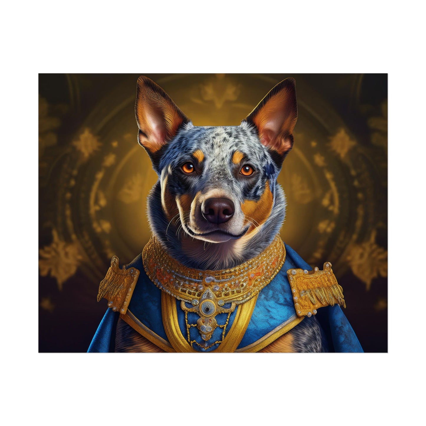 Australian Cattle Dog Renaissance Dog Portrait Wall Art | Art Print | Wall Decor Gift, Animal Lover Home Decor, Dog Wall Art