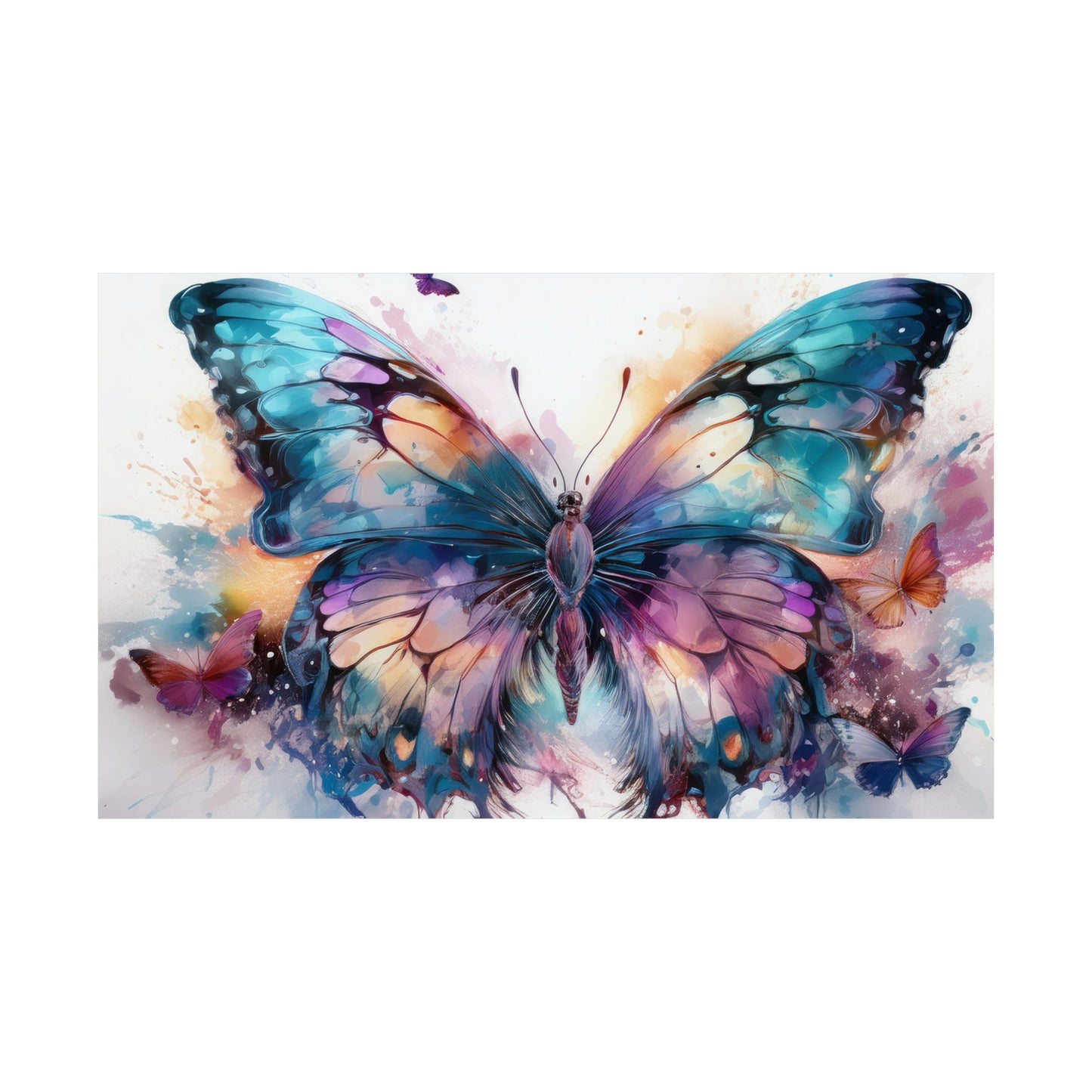 Teal, Orange & Purple Butterfly Alcohol Ink Wall Art | Butterfly wall art | Wall Art | Wall Print